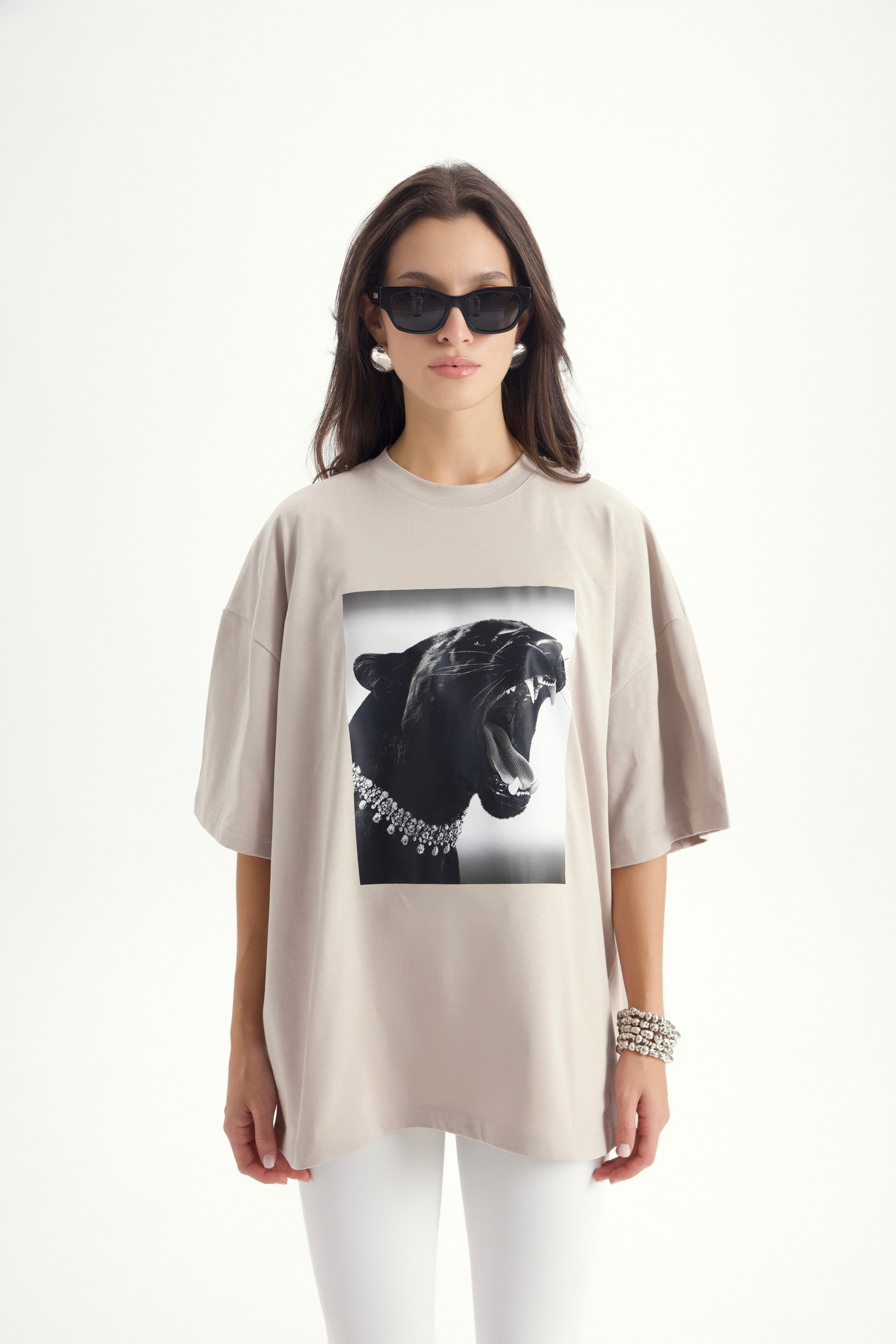 Panthera Oversize Taş T-Shirt