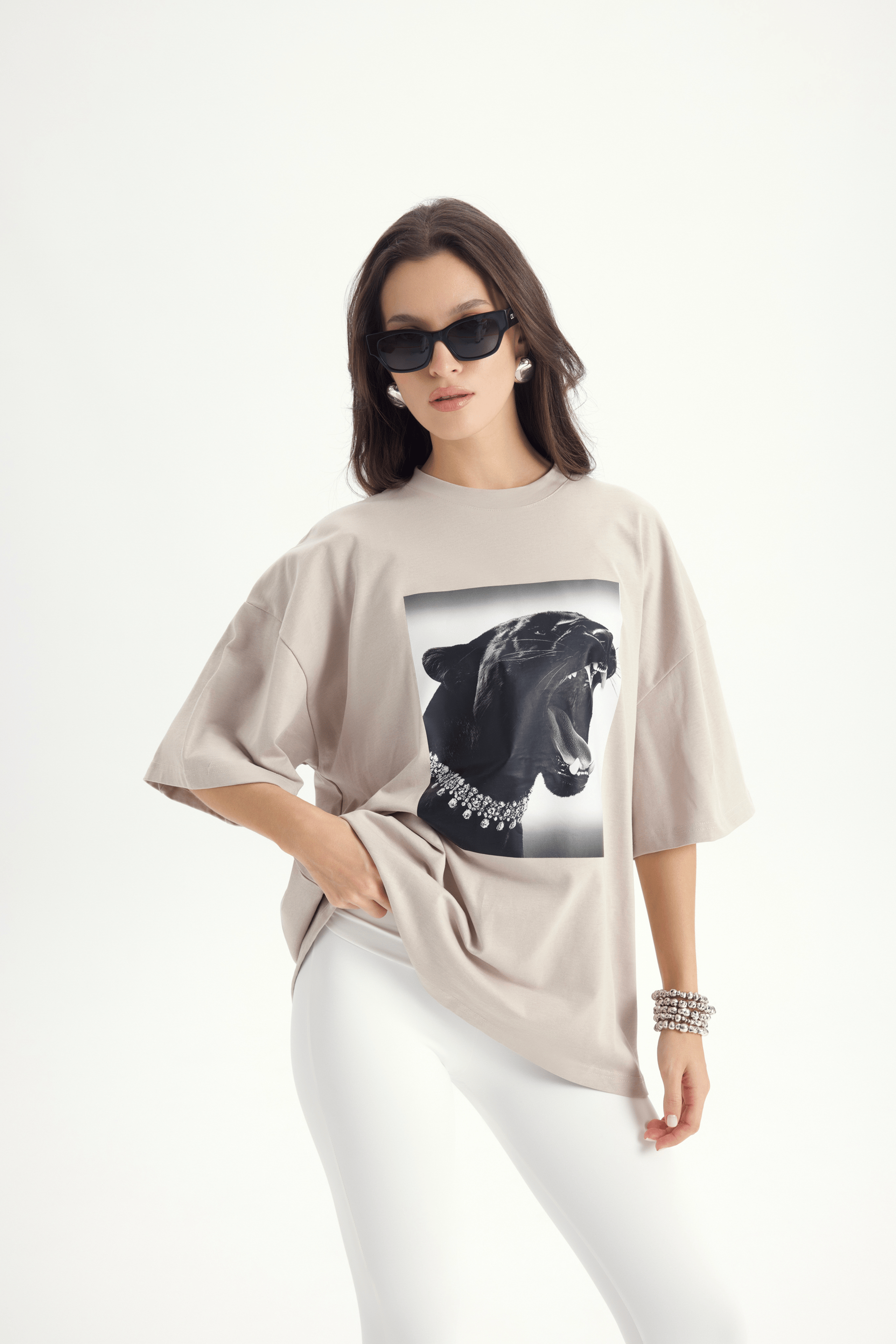 Panthera Oversize Taş T-Shirt