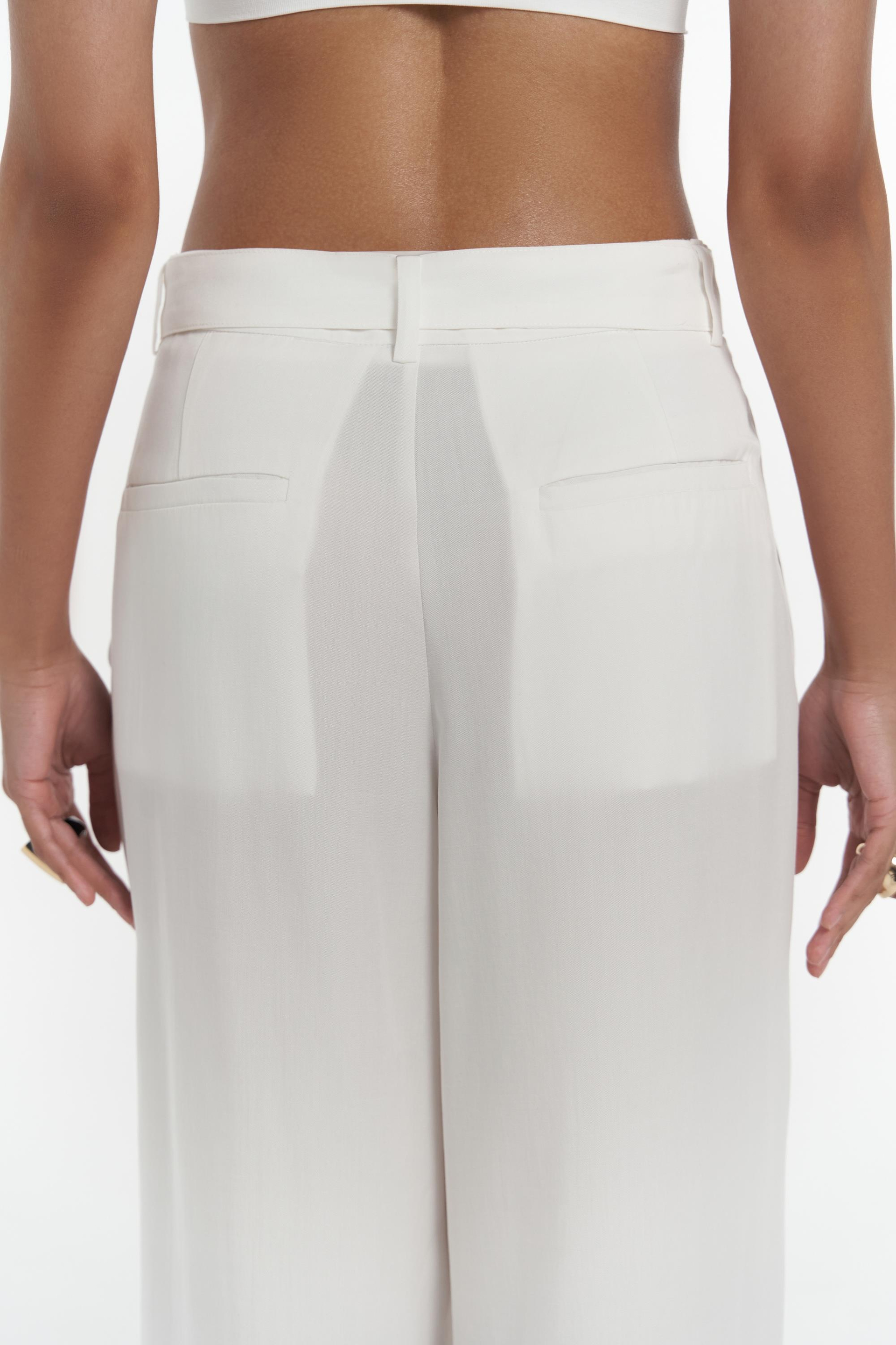 Paros Kemer Detay Ekru Palazzo Pantolon