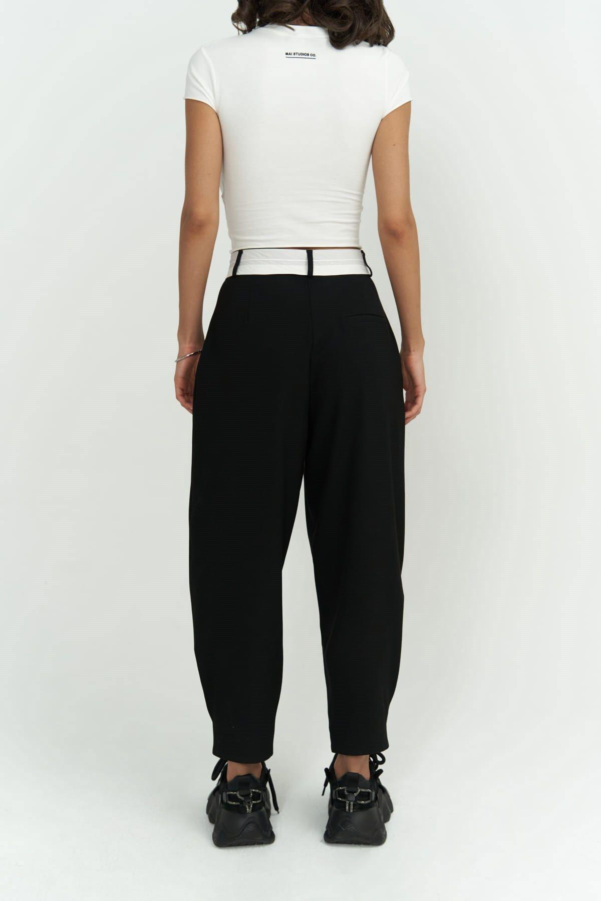 Patrice Reverse Waistband Black Pants