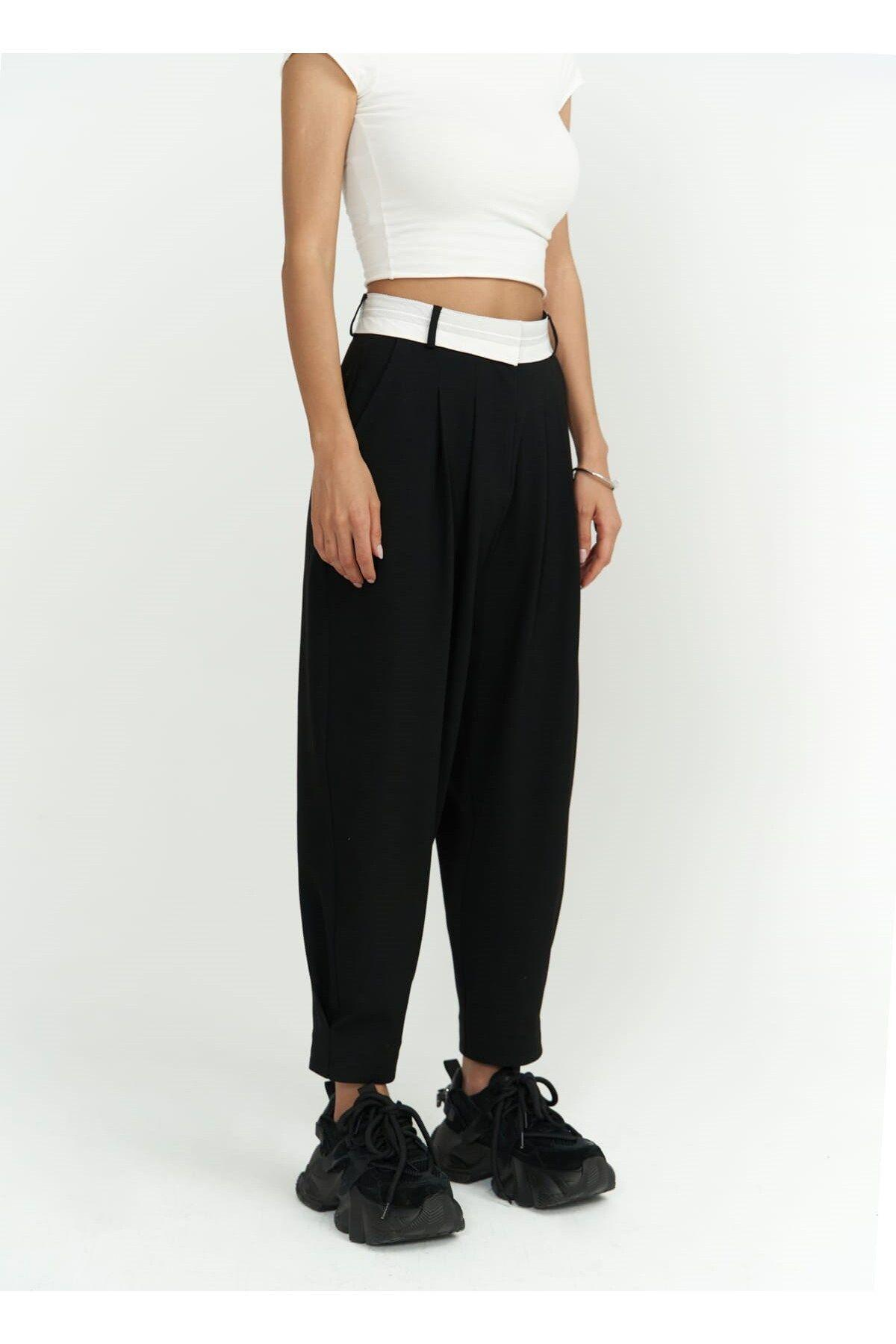 Patrice Reverse Waistband Black Pants