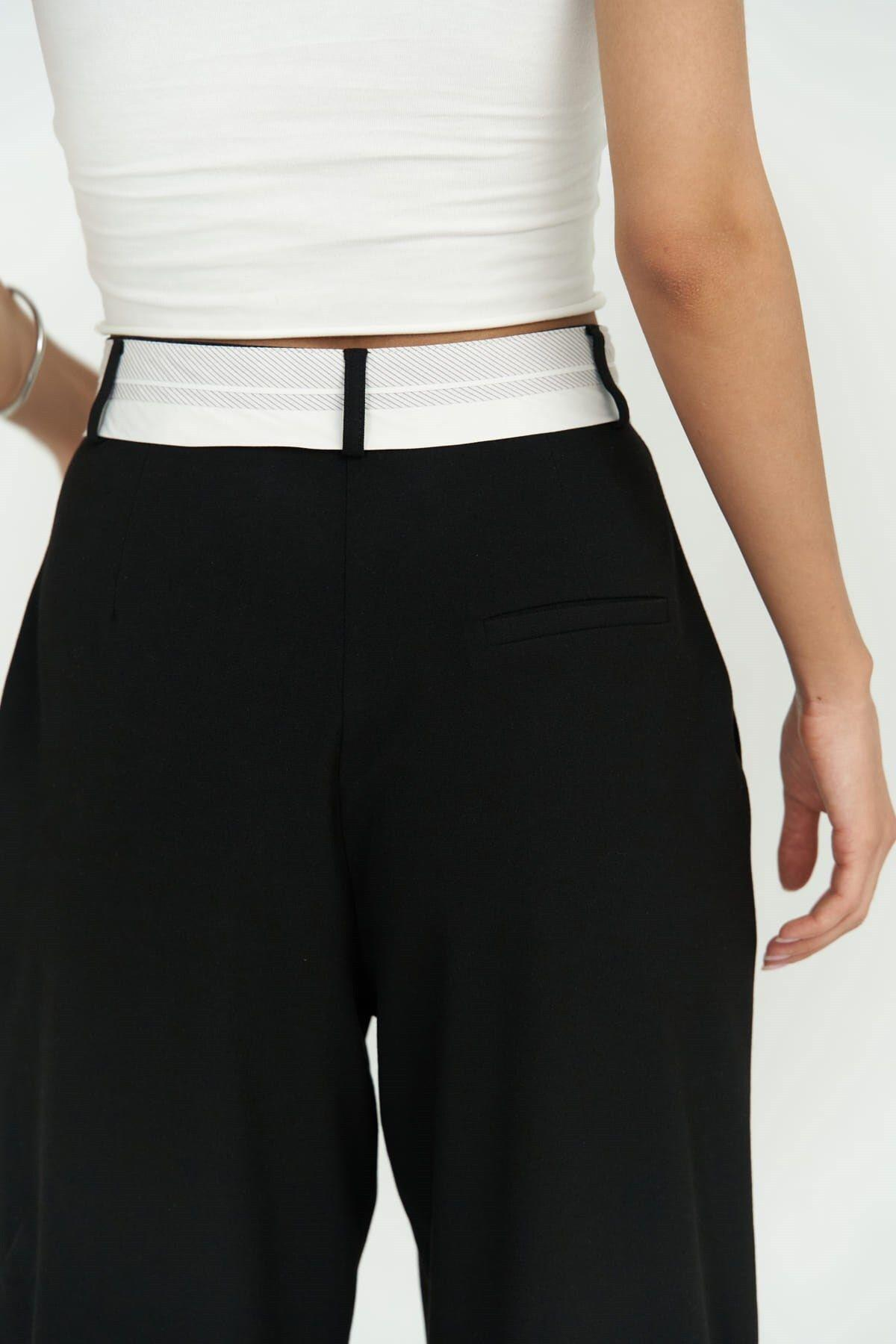 Patrice Reverse Waistband Black Pants