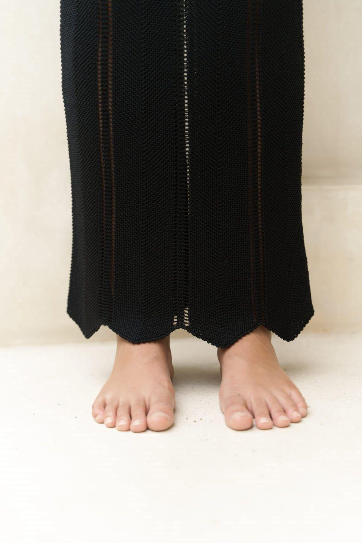 Paulina Black Lace Knit Dress