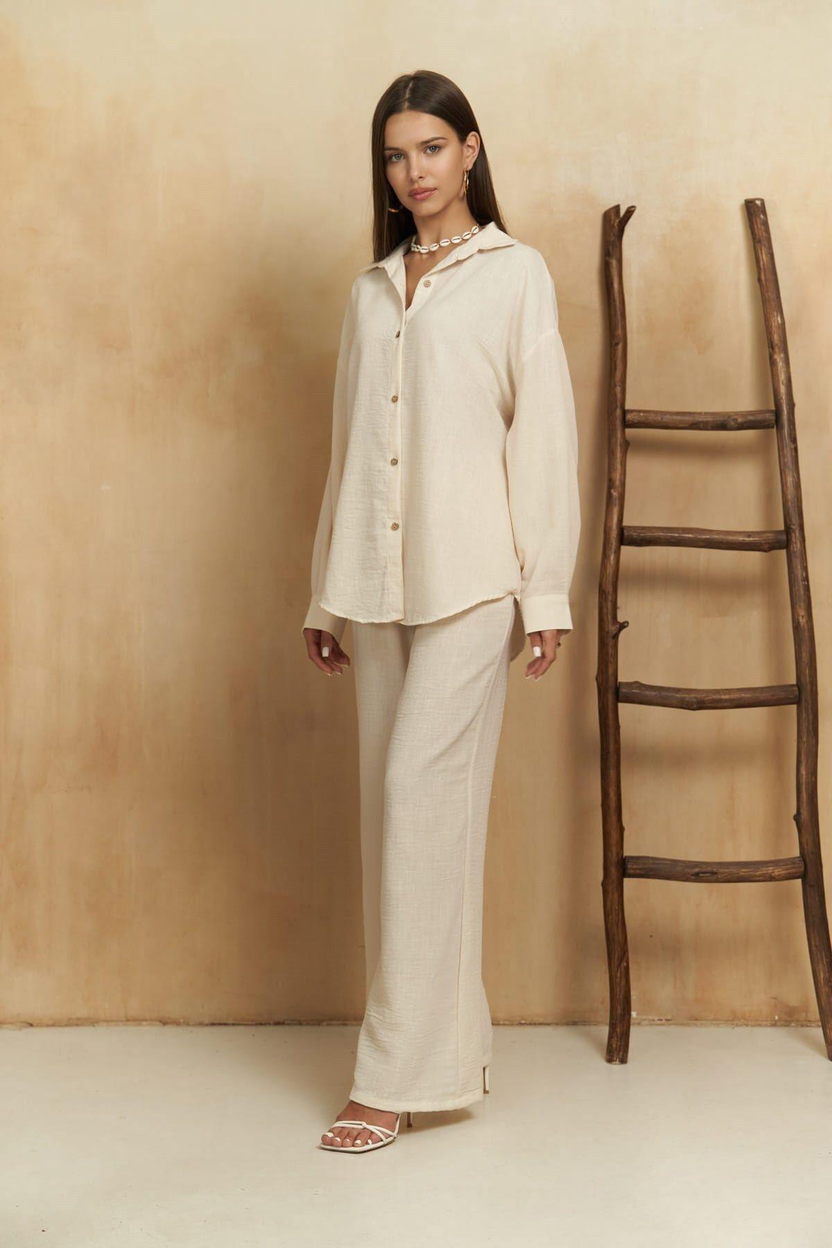 Pedasa Light Beige Shirt & Pants Set