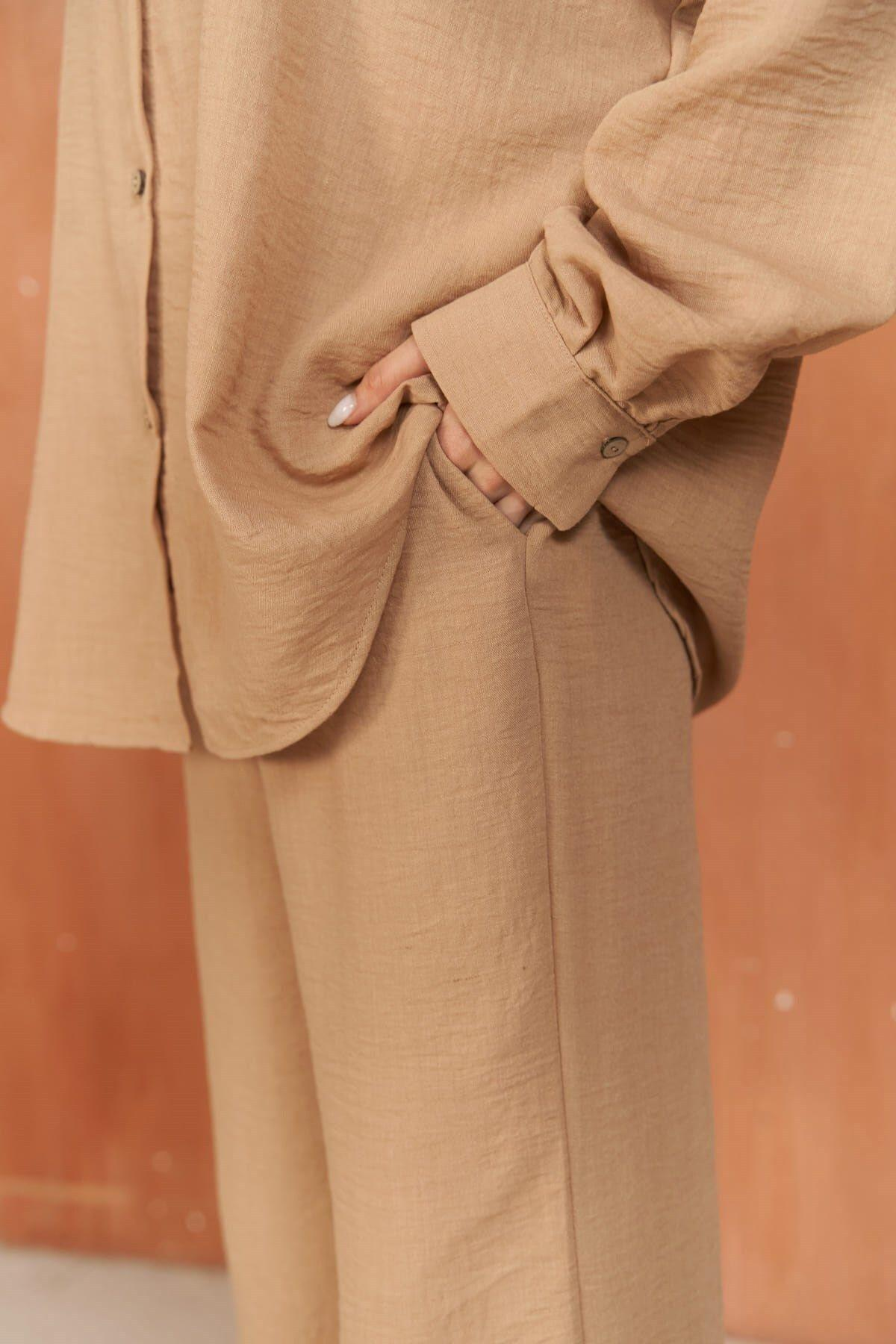 Pedasa Light Brown Shirt & Pants Set