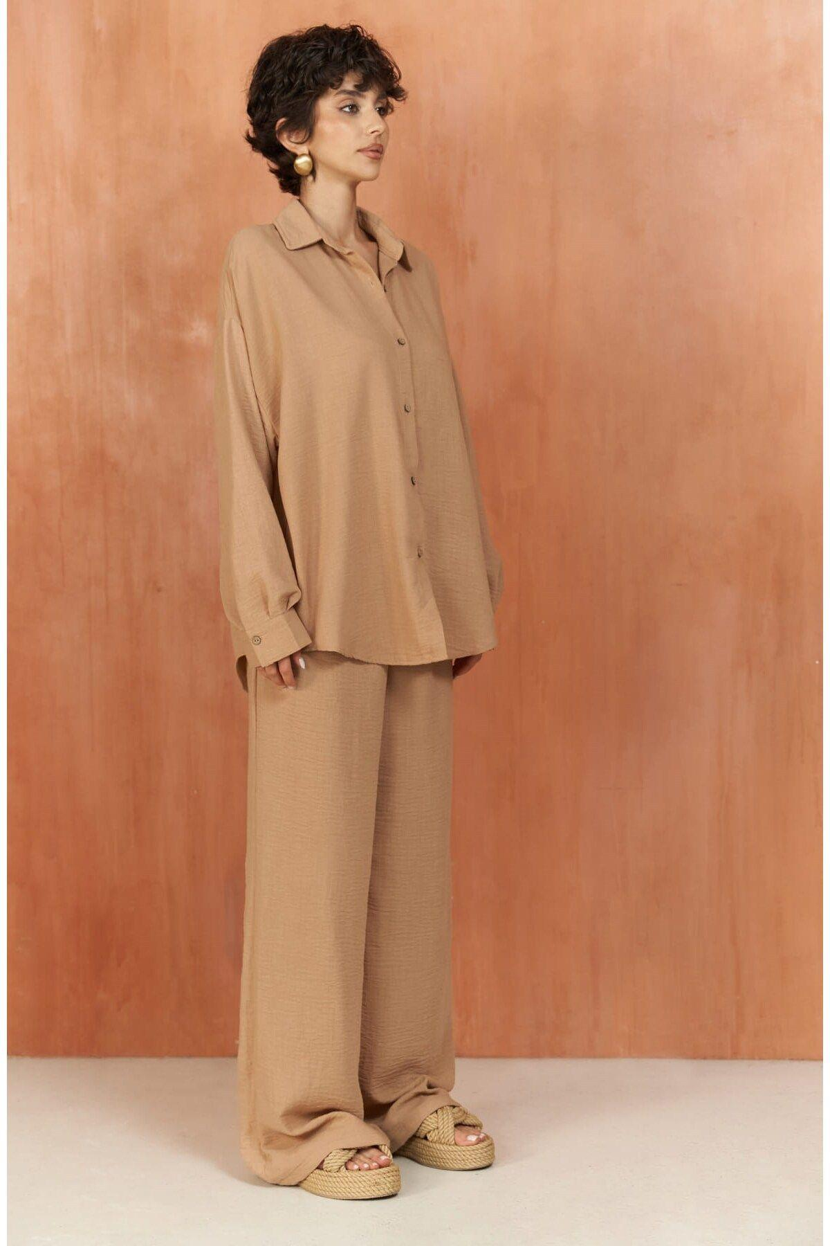 Pedasa Light Brown Shirt & Pants Set