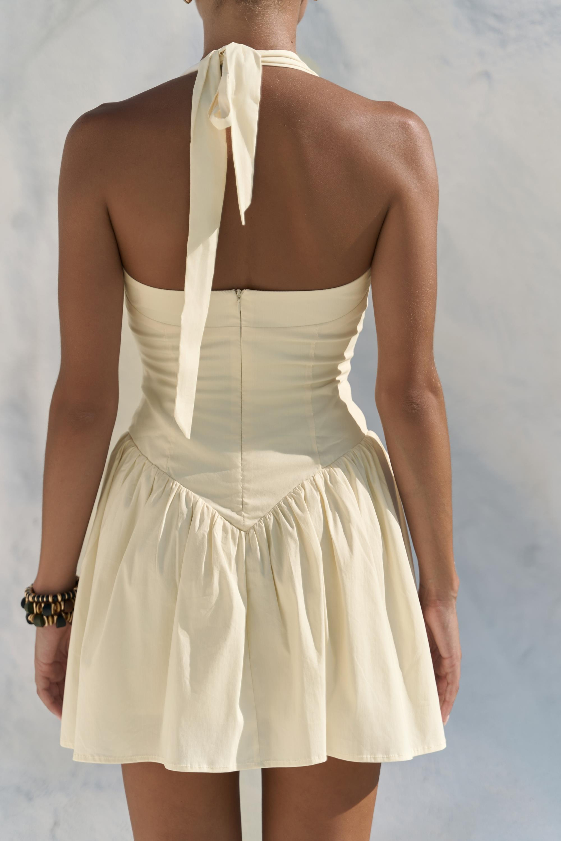 Penny Bağlamalı Sarı Mini Elbise