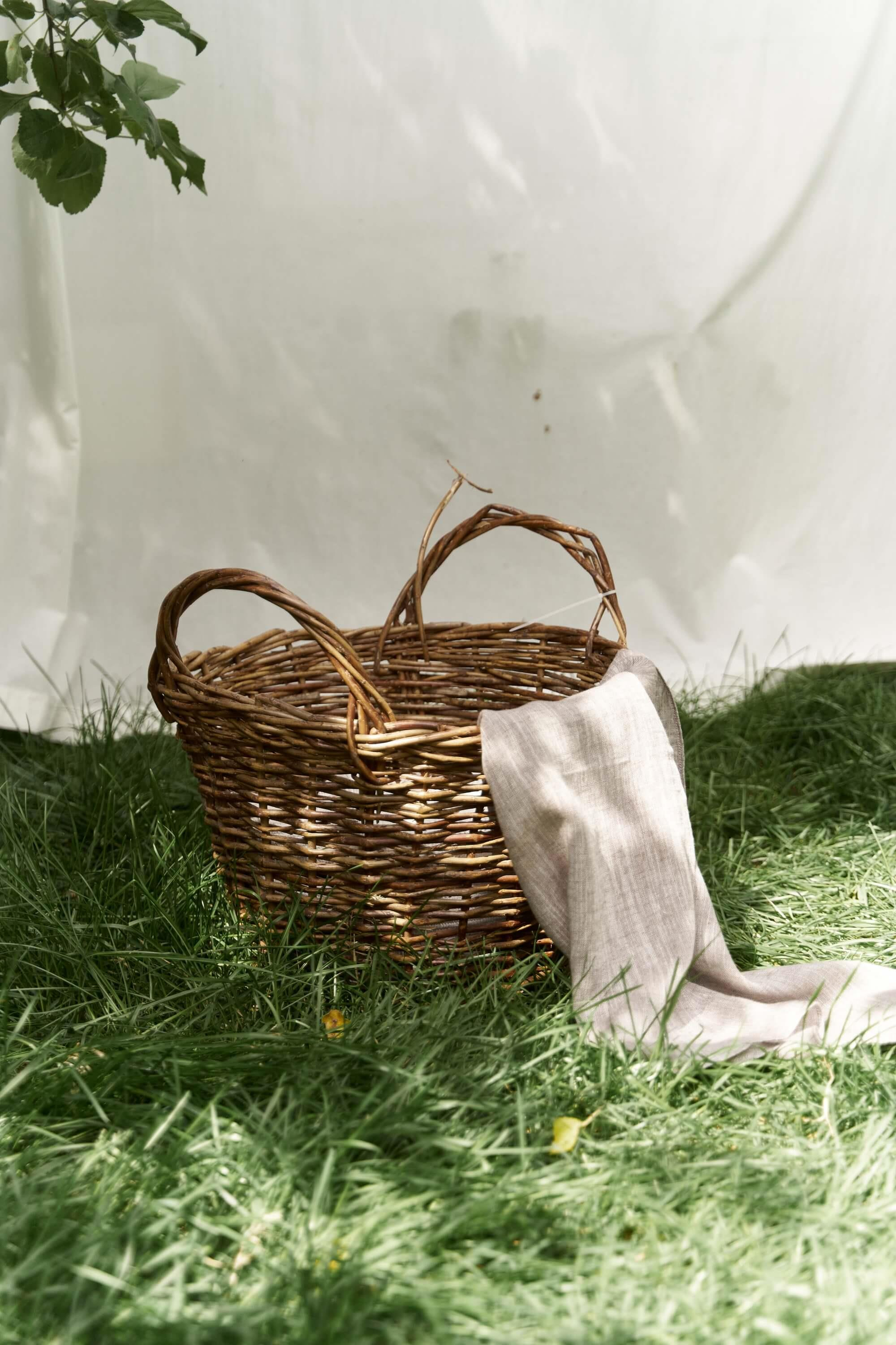 Peony Çizgi Detay Keten Fular - KAHVE