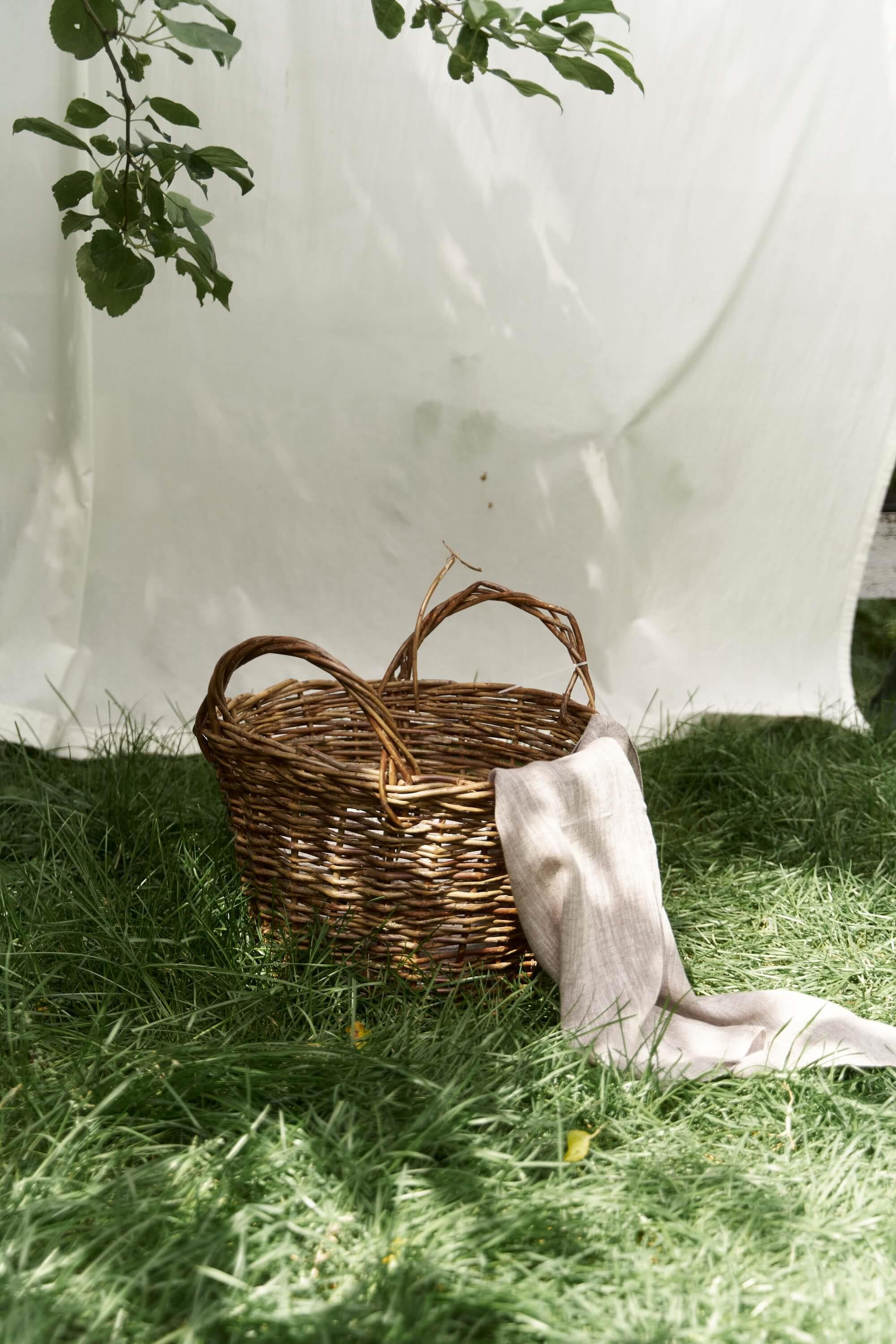 Peony Çizgi Detay Keten Fular - KAHVE