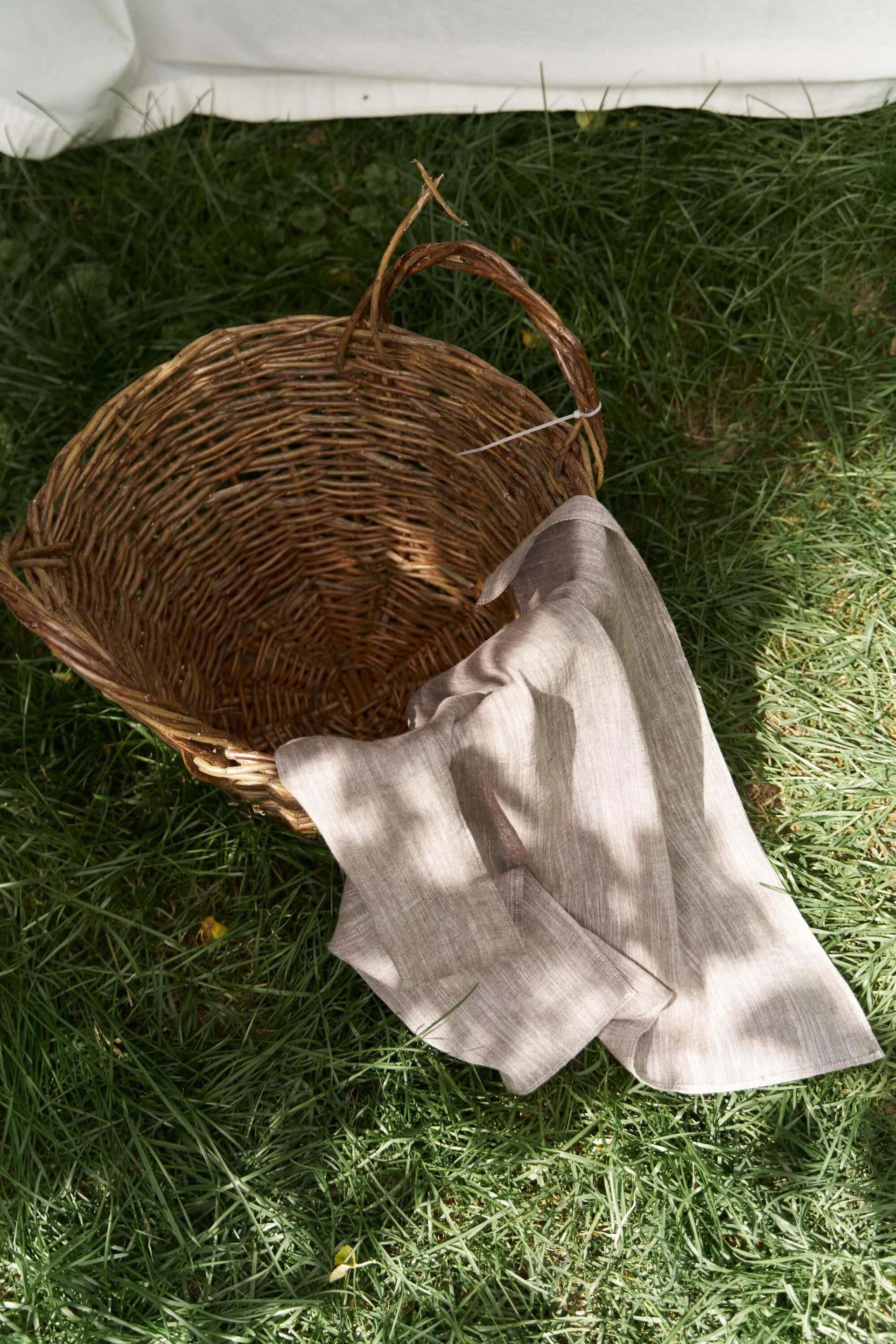 Peony Çizgi Detay Keten Fular - KAHVE