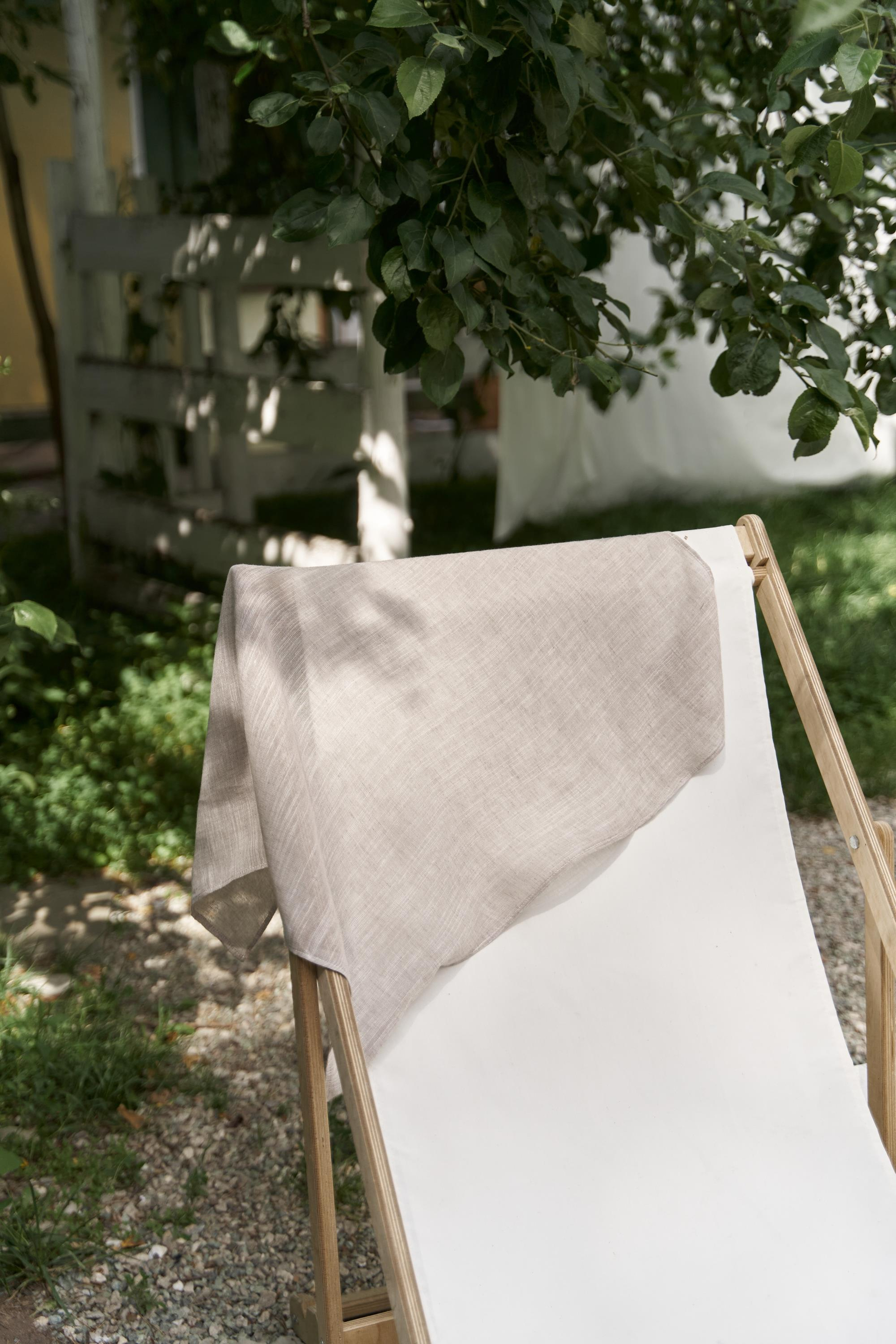 Peony Çizgi Detay Vizon Keten Fular