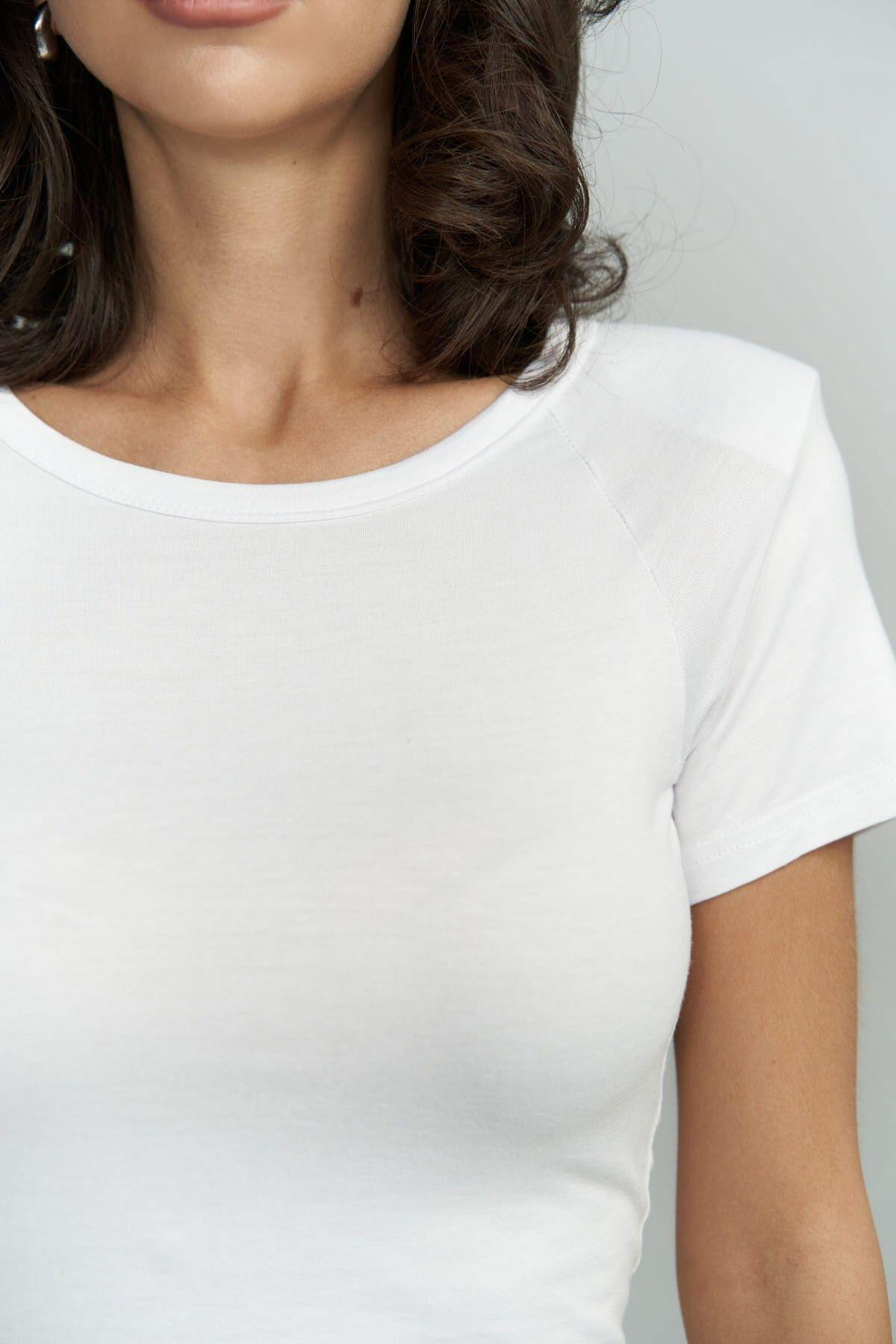 Perla Vatkalı Beyaz Crop Bluz