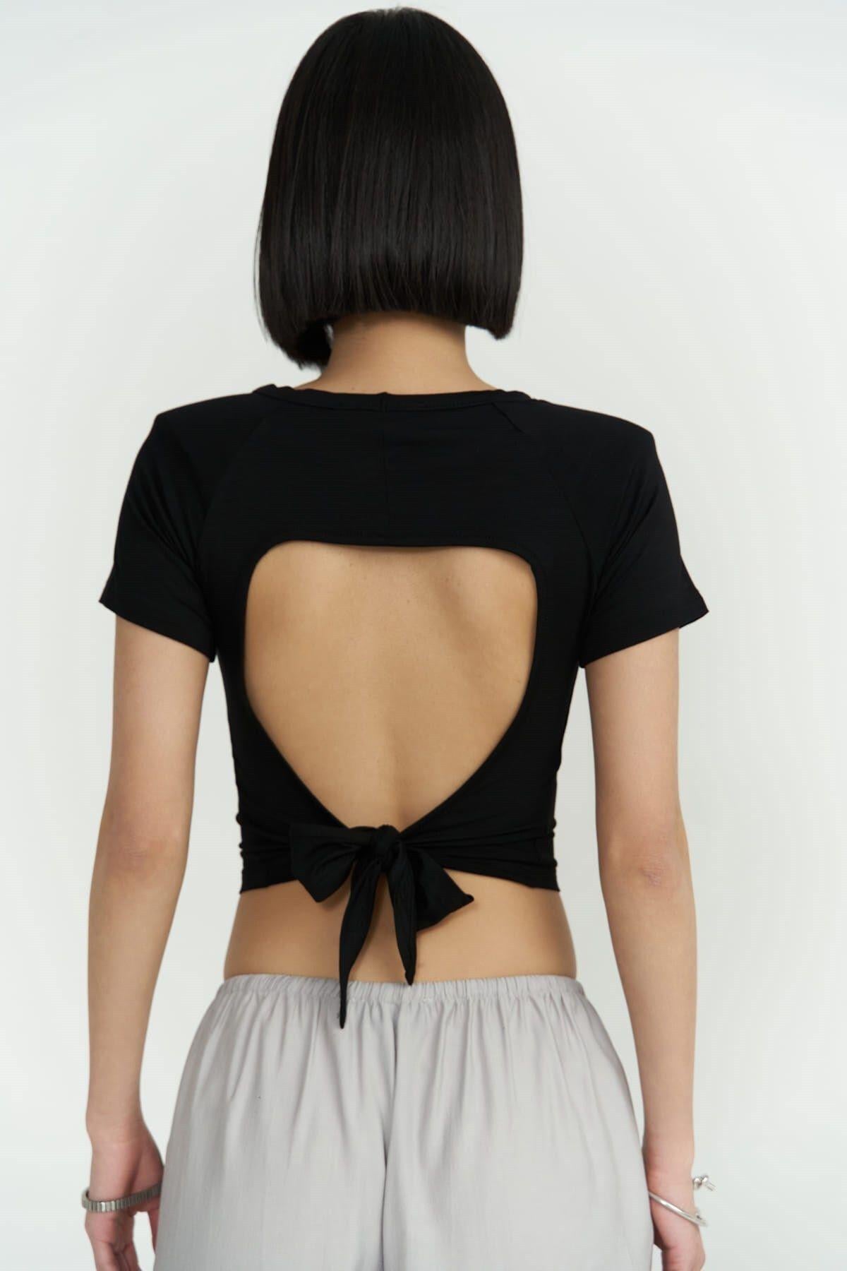Perla Padded Black Crop Blouse