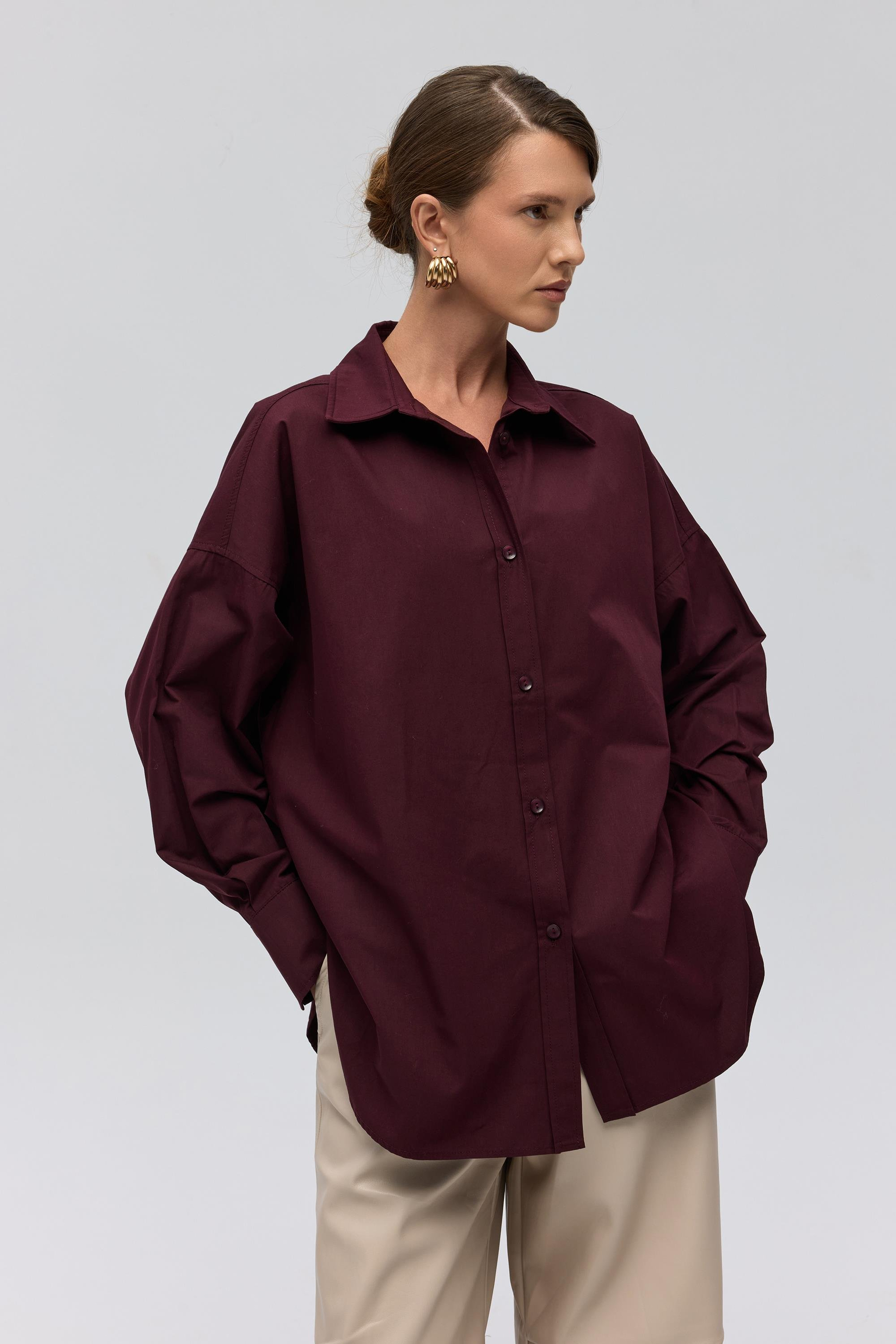 Phoebe Oversized Burgundy Shirt