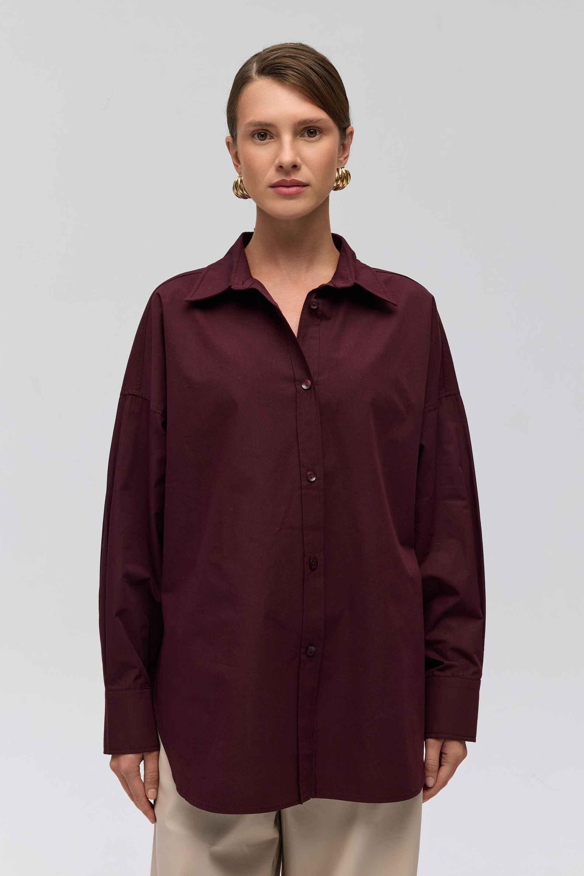 Phoebe Oversized Burgundy Shirt