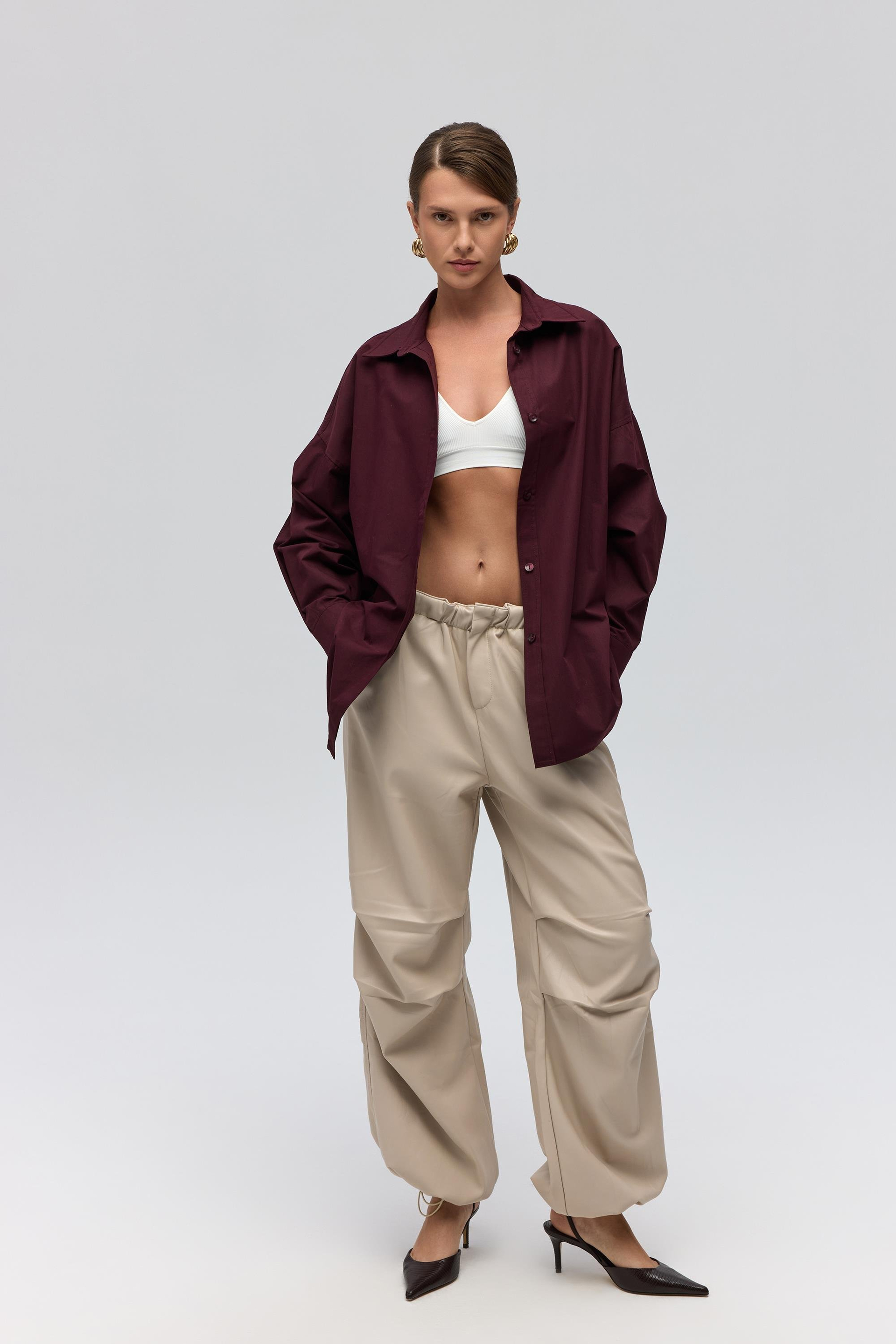 Phoebe Oversized Burgundy Shirt
