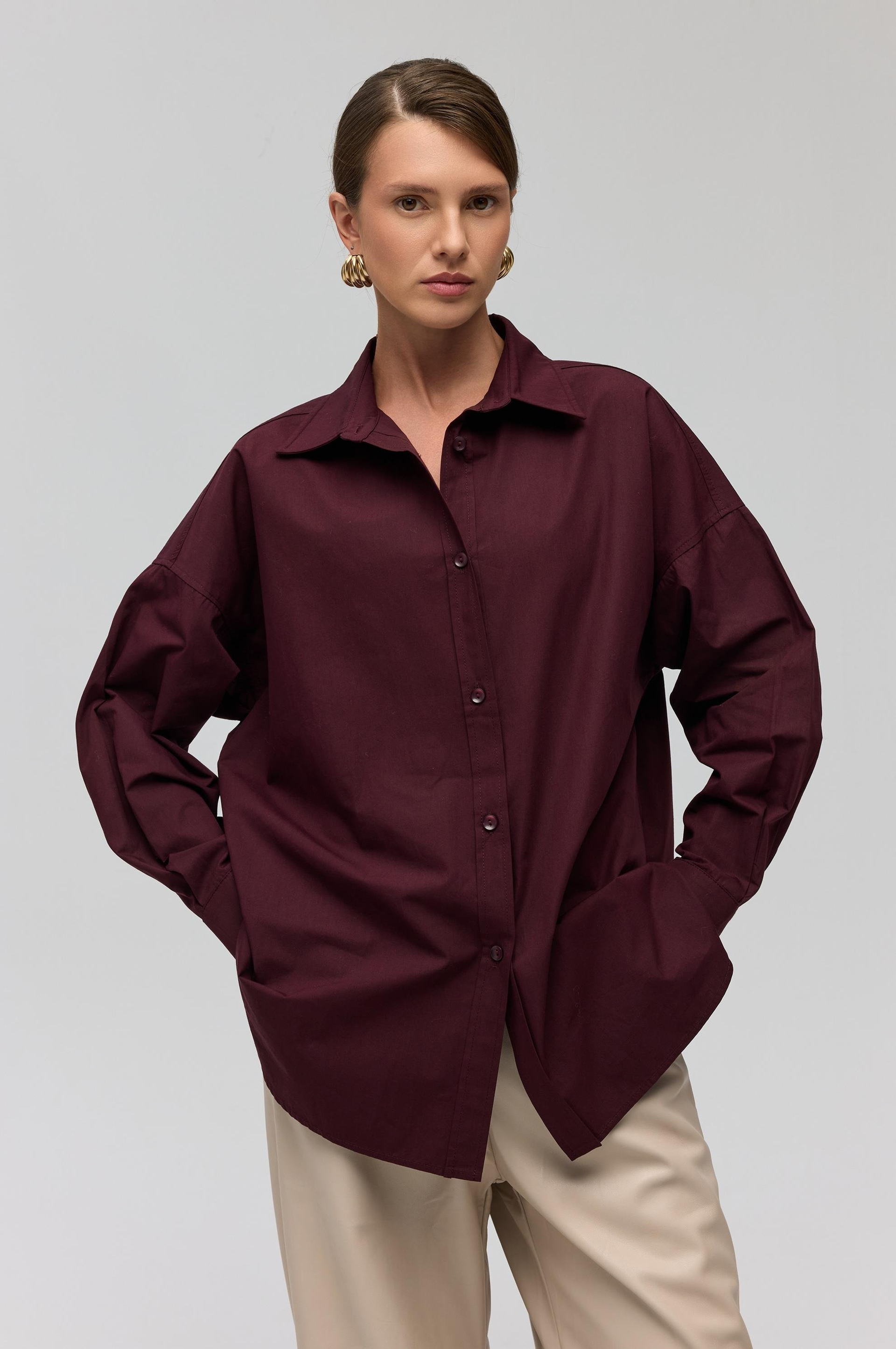 Phoebe Oversized Burgundy Shirt