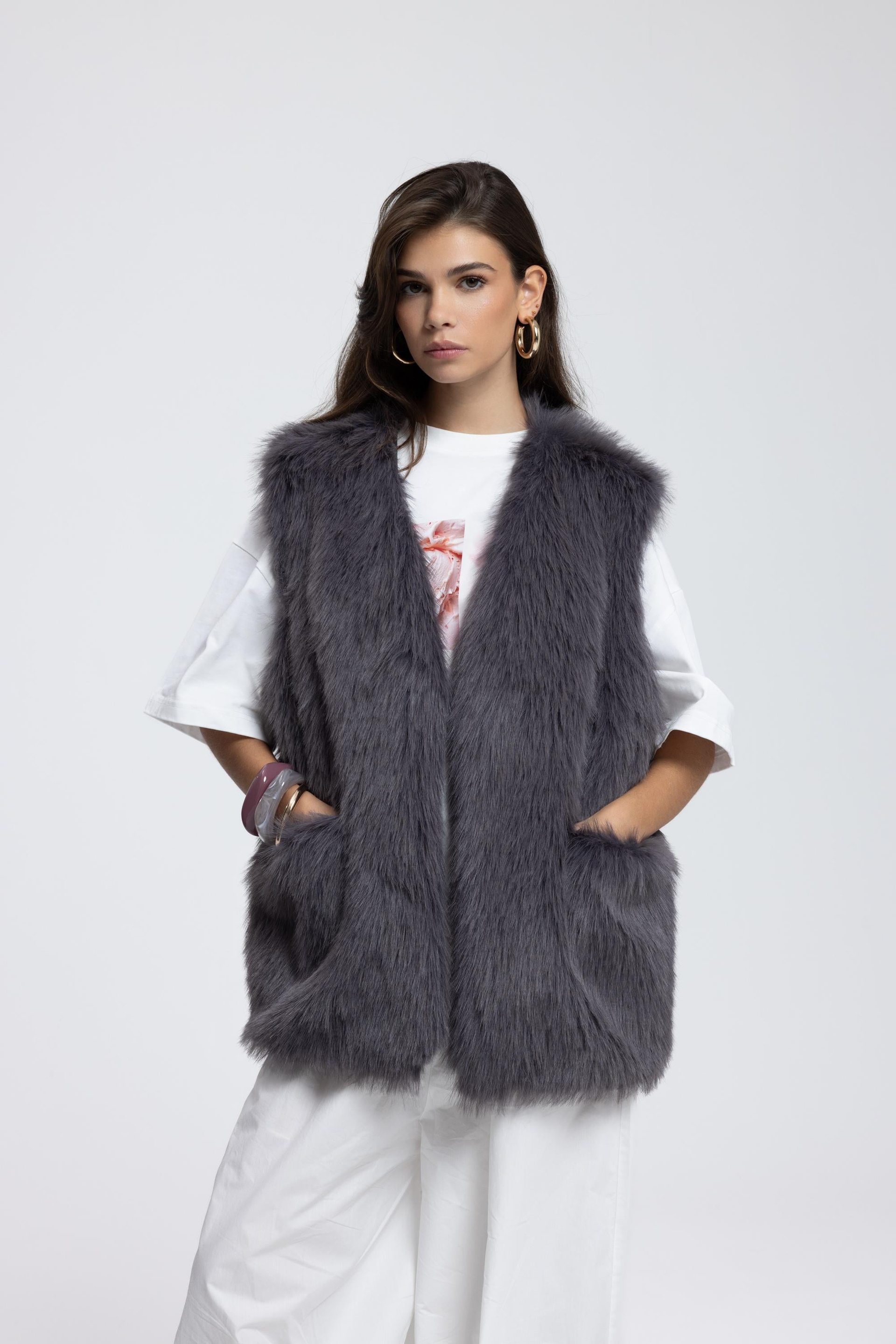 Plush Charcoal Vest
