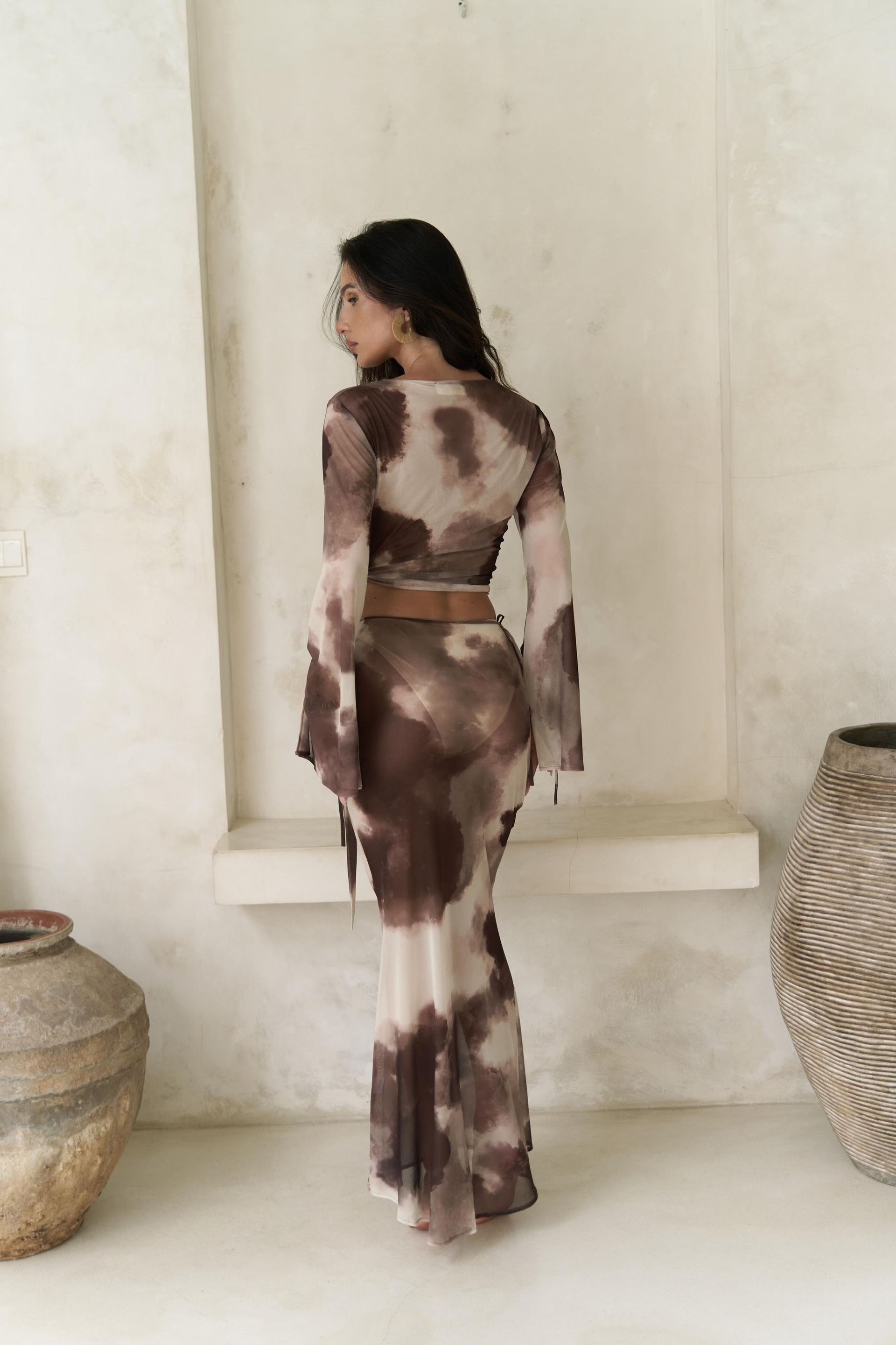 Pnaisyonist Uzun Kol Kahve Crop Etek Takım