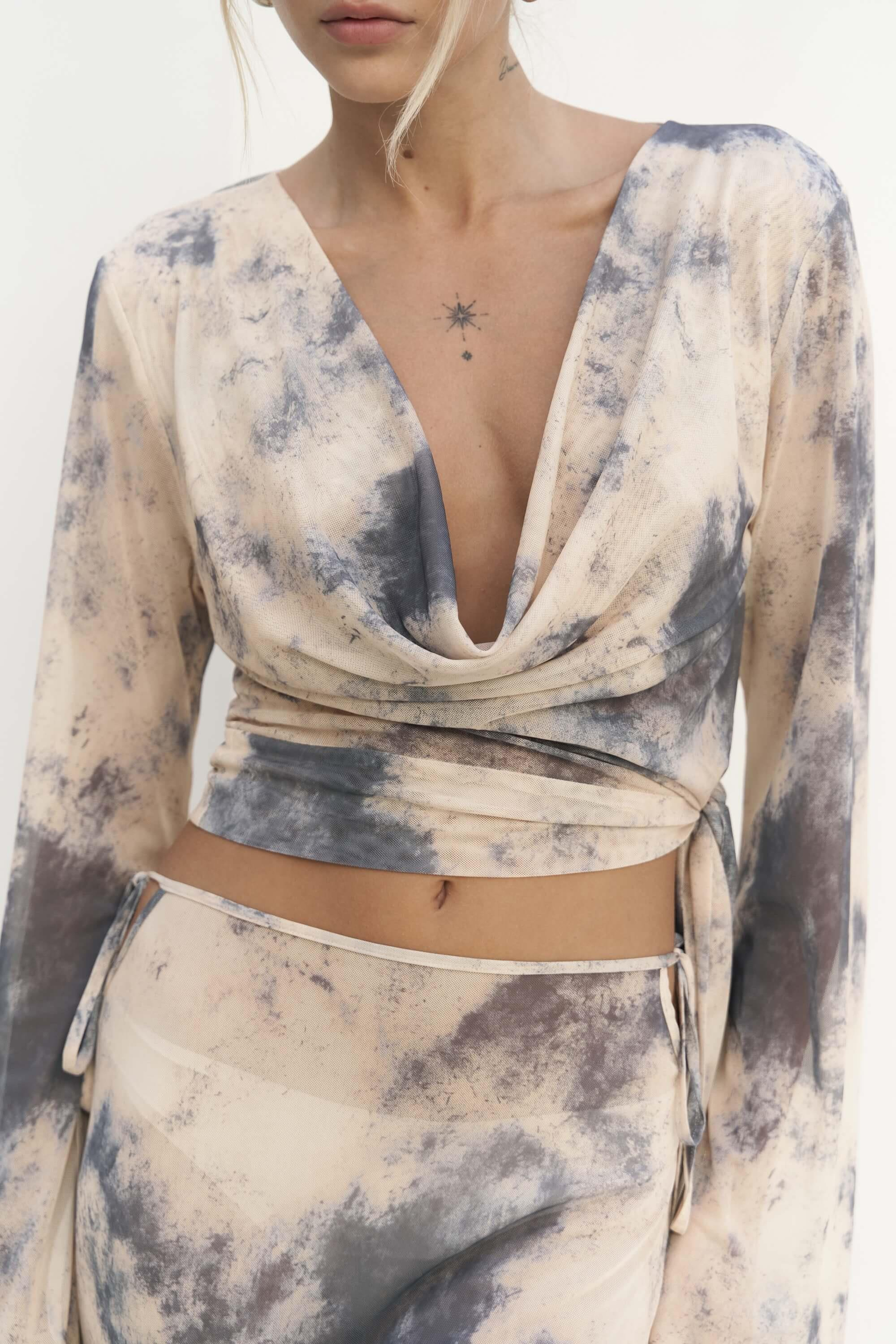 Pnaisyonist Uzun Kol Sarı Crop Etek Takım