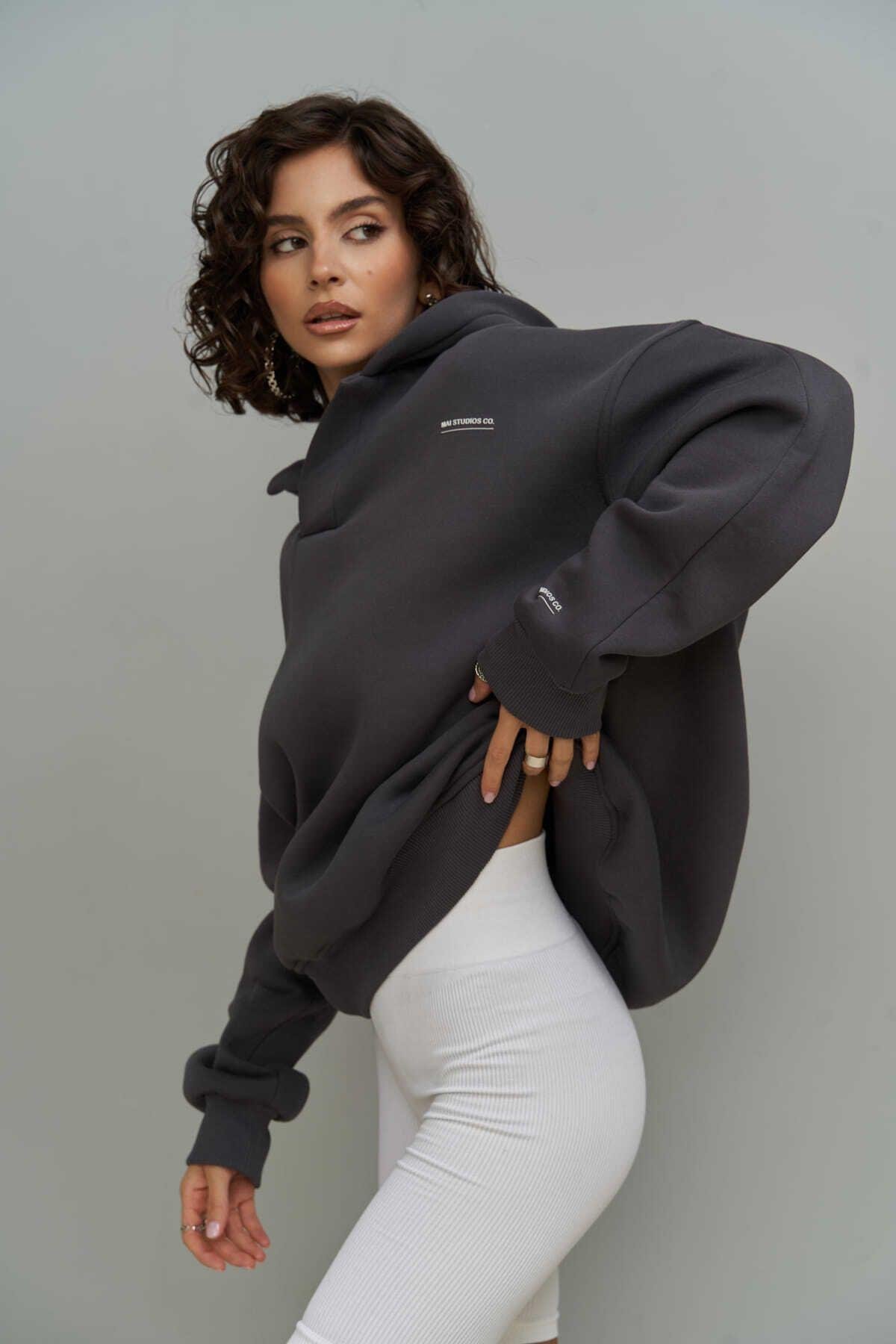 MCLLCTN Polo Anthracite Hoodie Sweatshirt