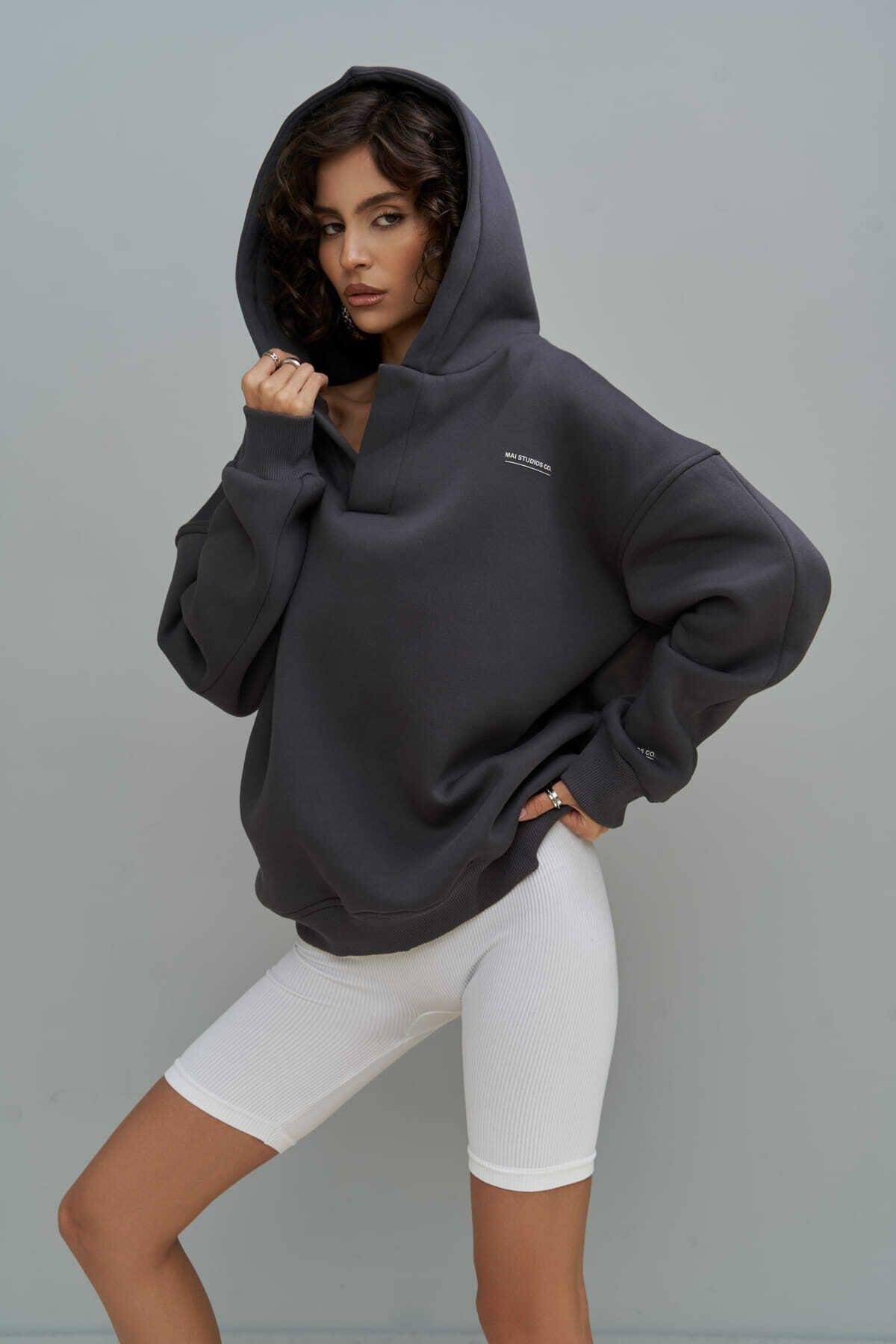 MCLLCTN Polo Anthracite Hoodie Sweatshirt