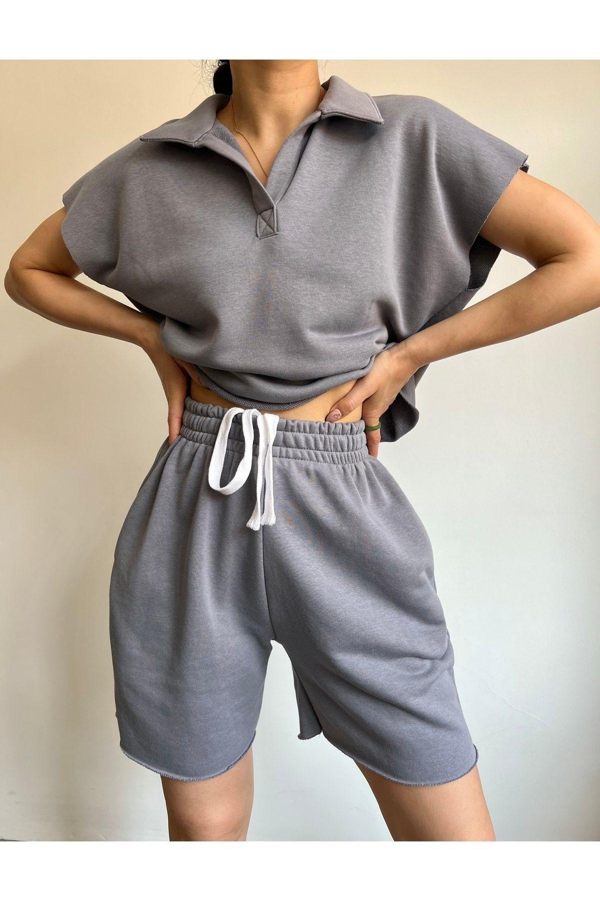 Polo Yaka Duman Şort Takım