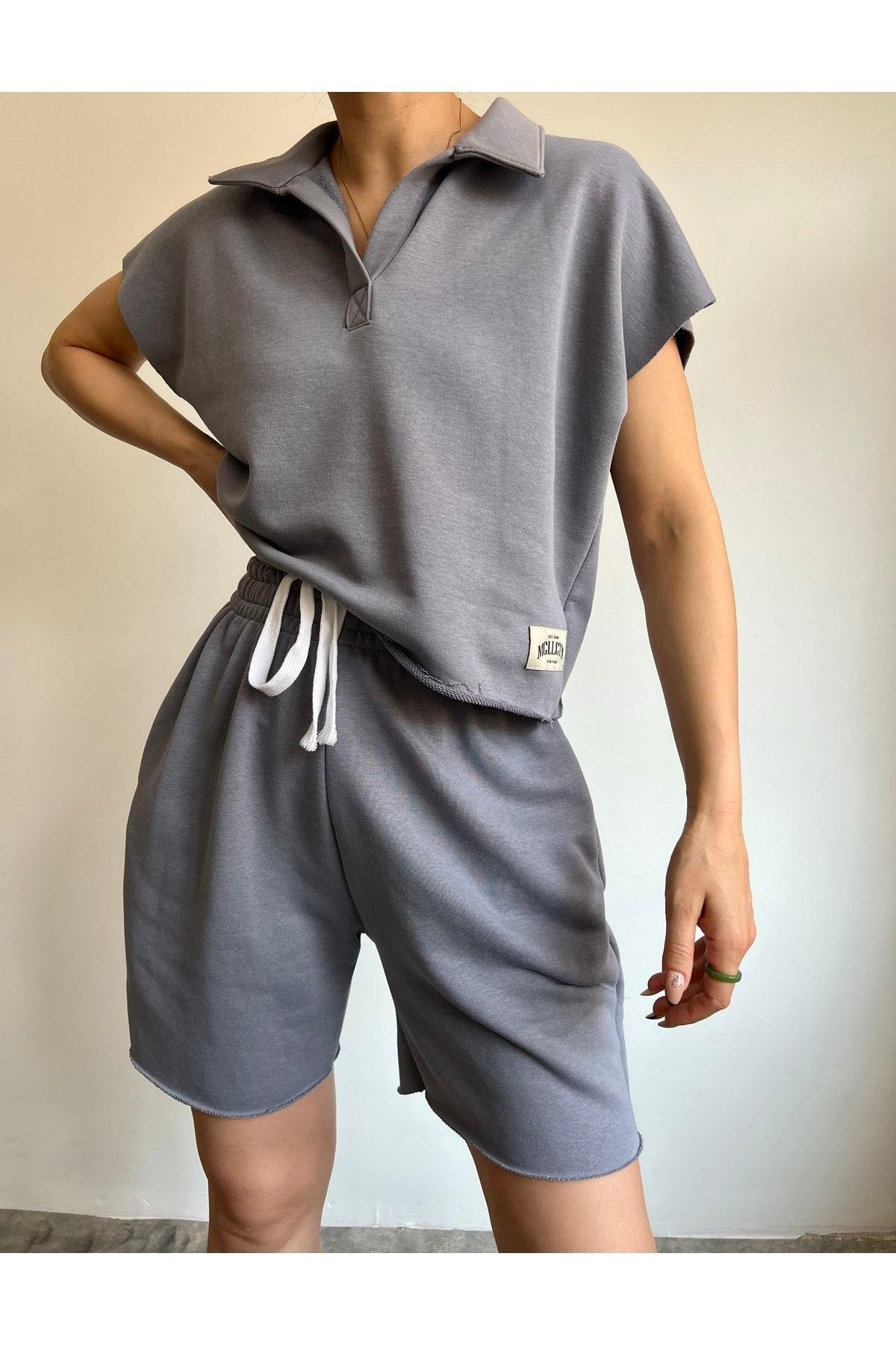 Polo Yaka Duman Şort Takım