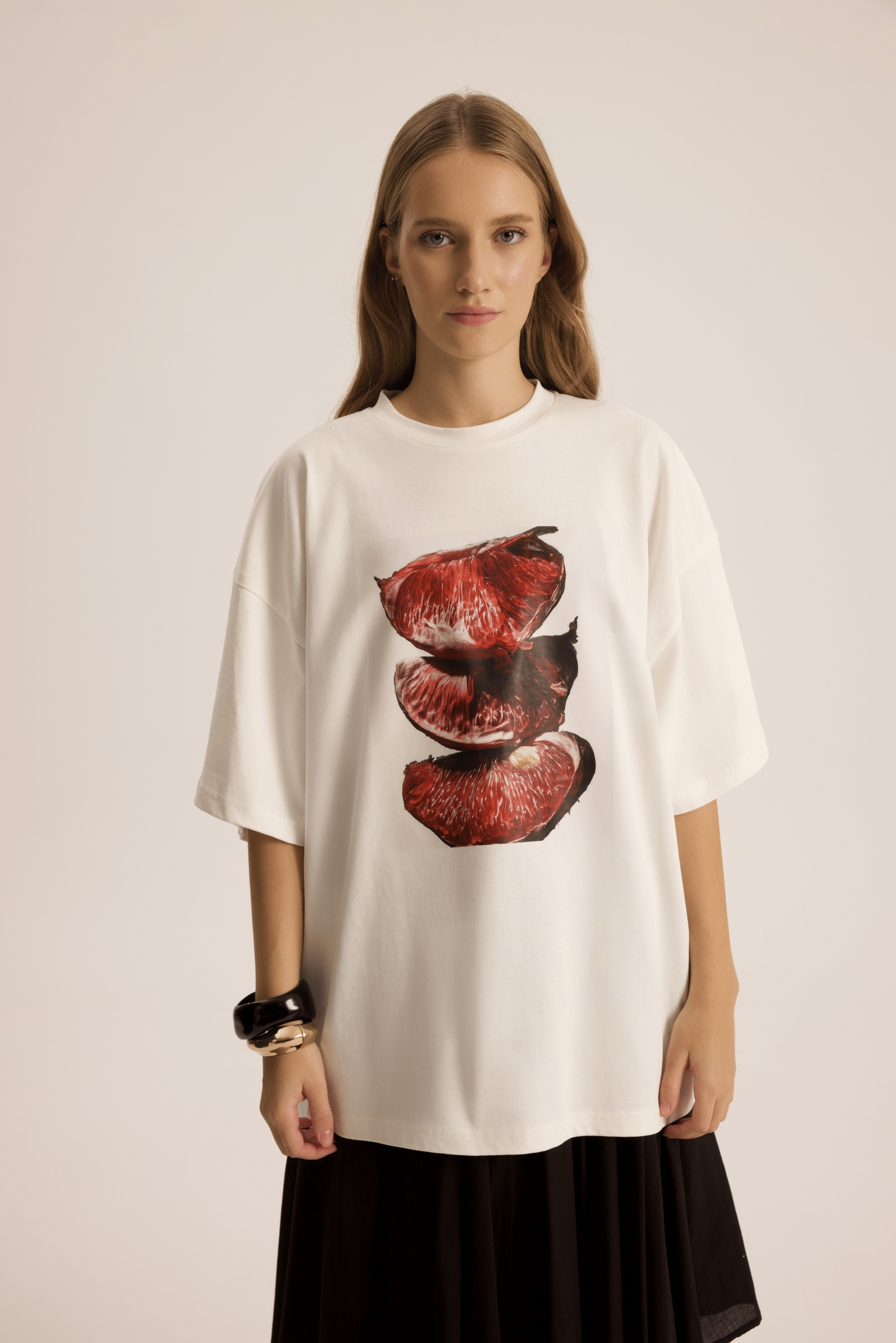 Pomelo Oversize Beyaz T-Shirt