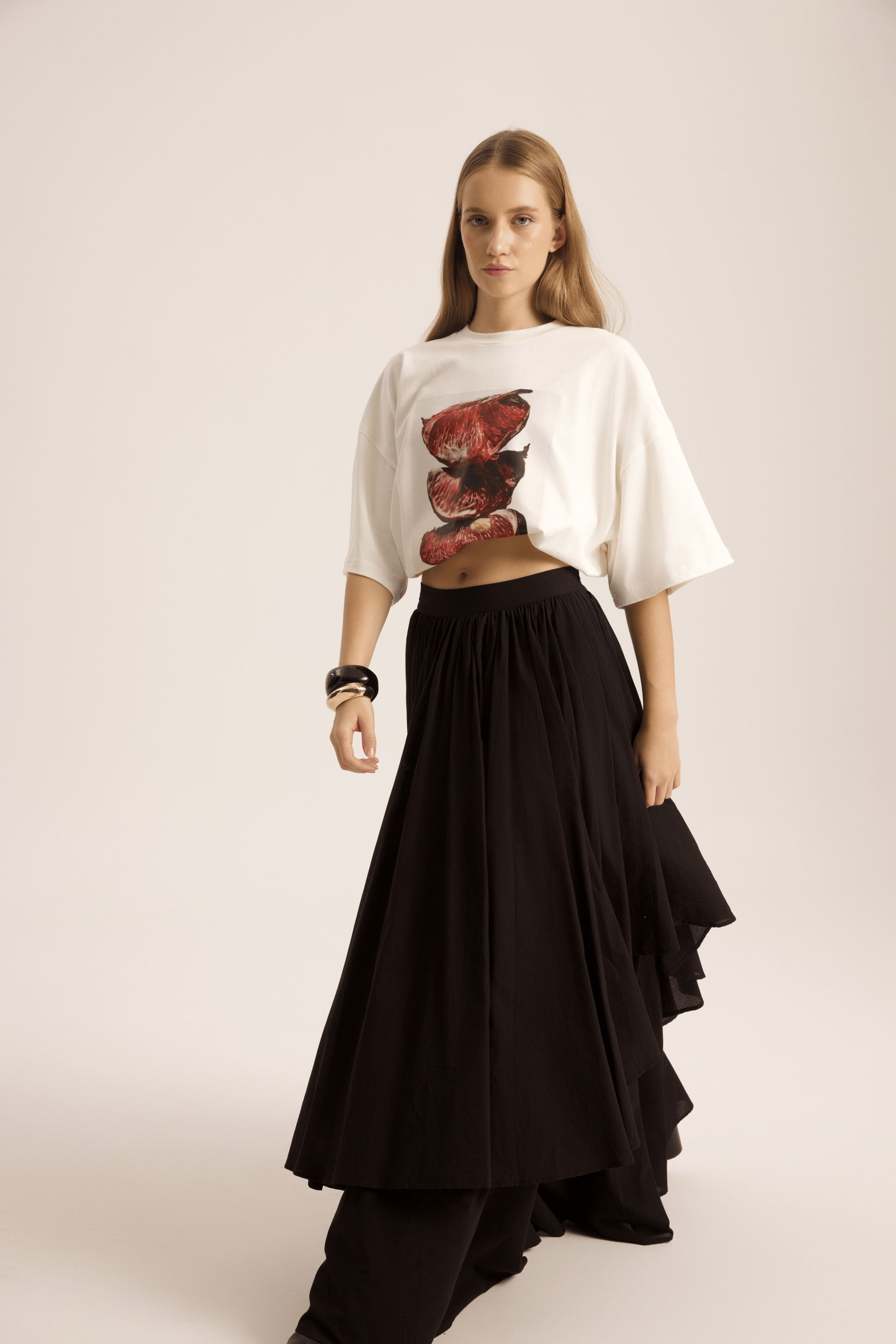 Pomelo Oversize Beyaz T-Shirt