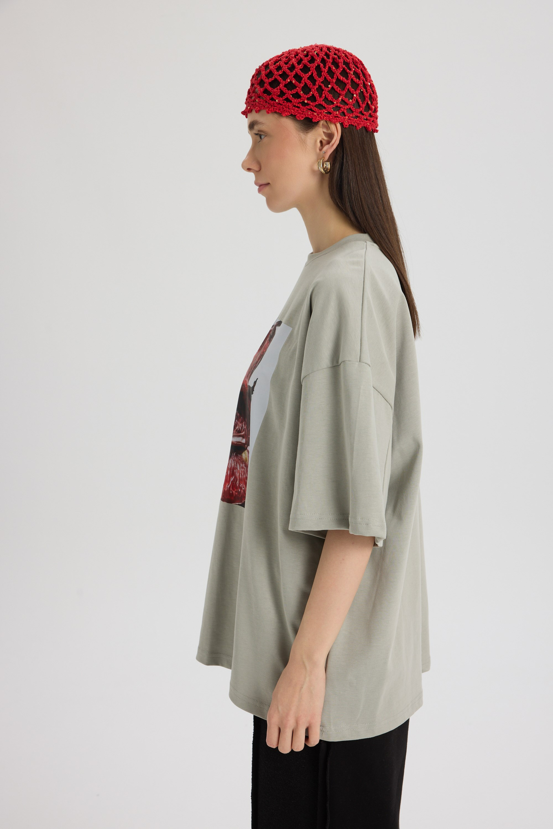 Pomelo Oversize Gri T-Shirt