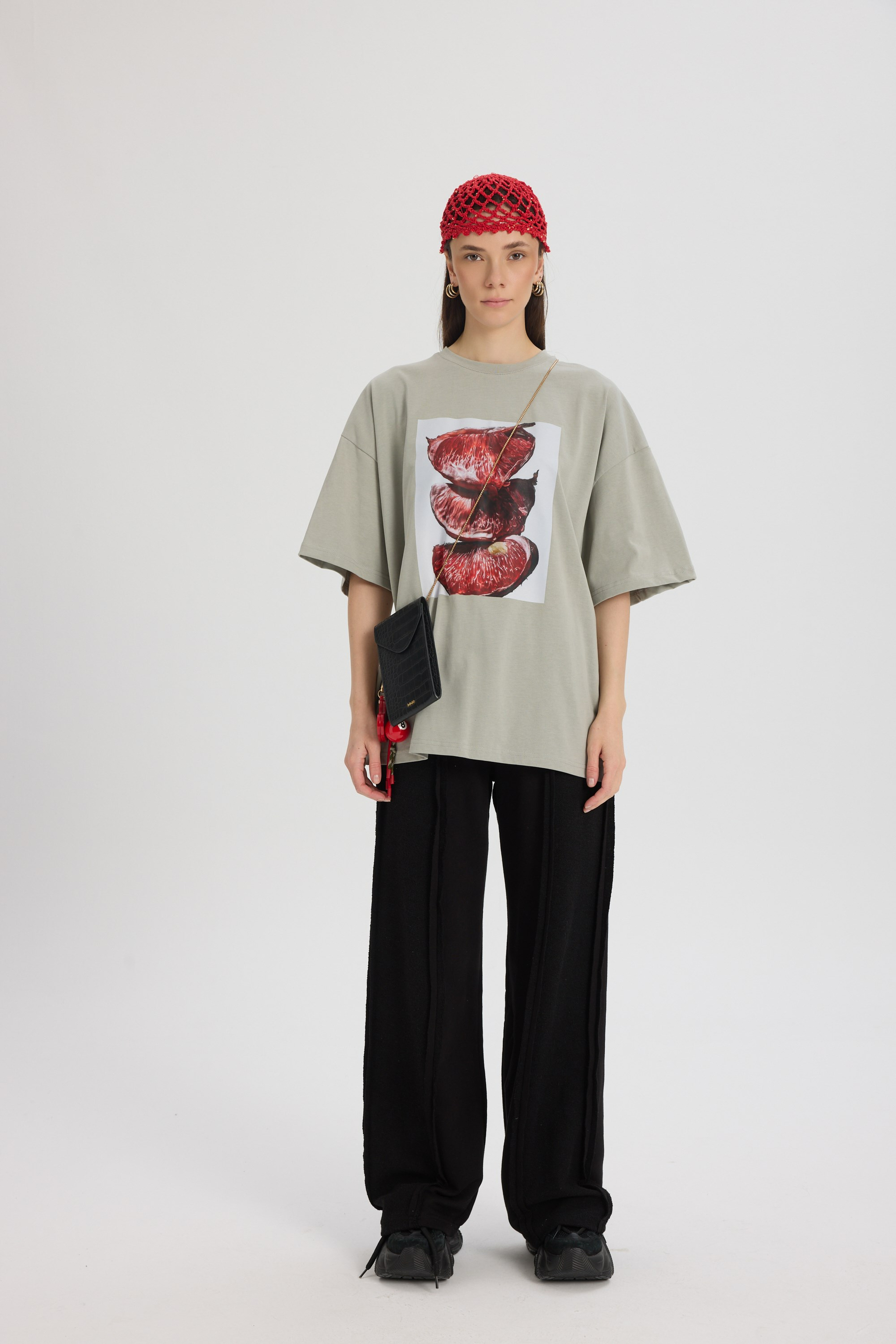 Pomelo Oversize Gri T-Shirt