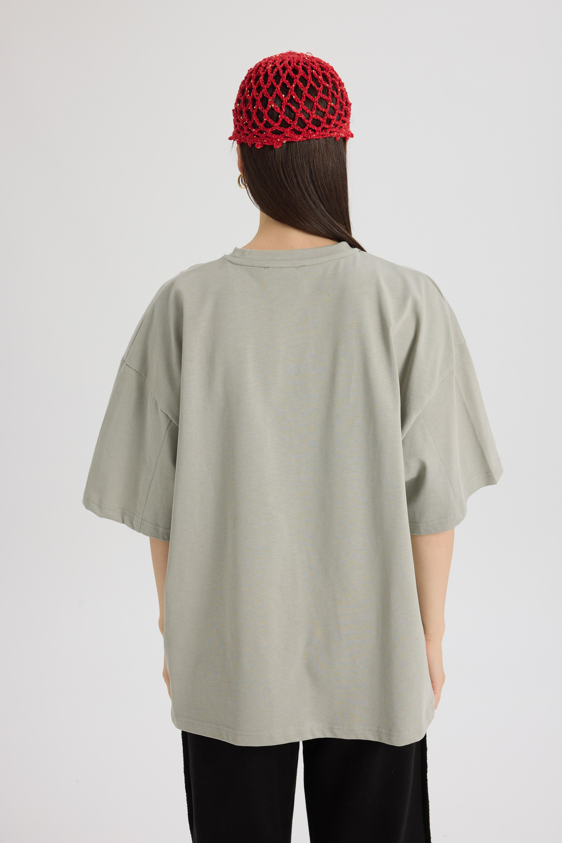 Pomelo Oversize Gri T-Shirt