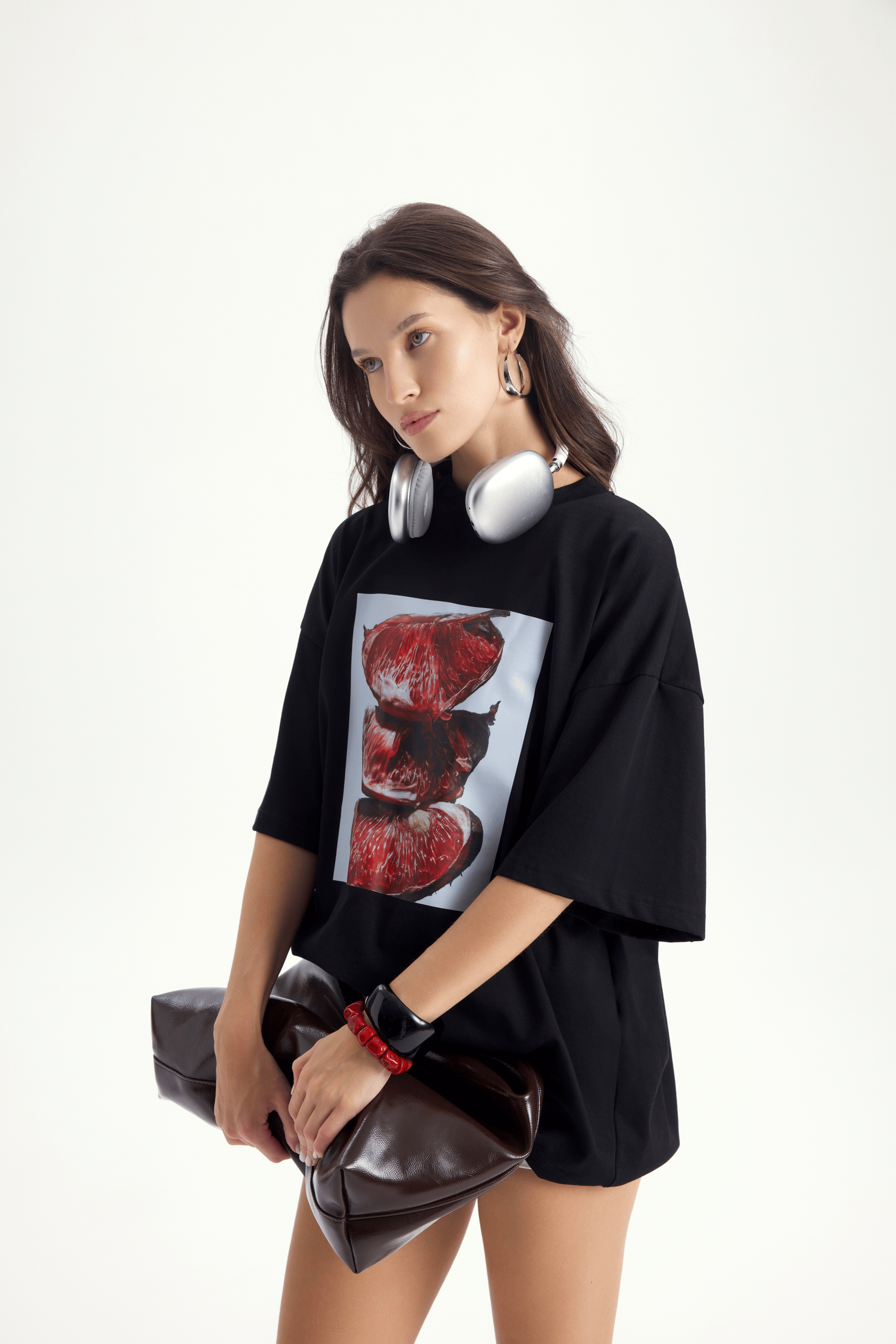 Pomelo Oversize Siyah T-Shirt