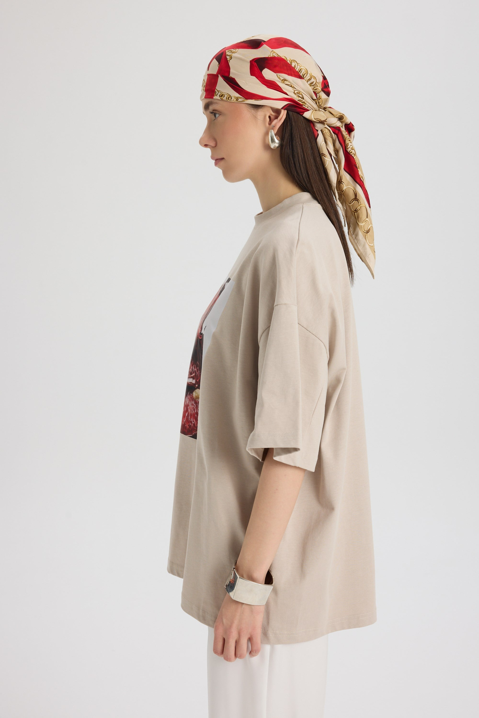 Pomelo Oversize Taş T-Shirt