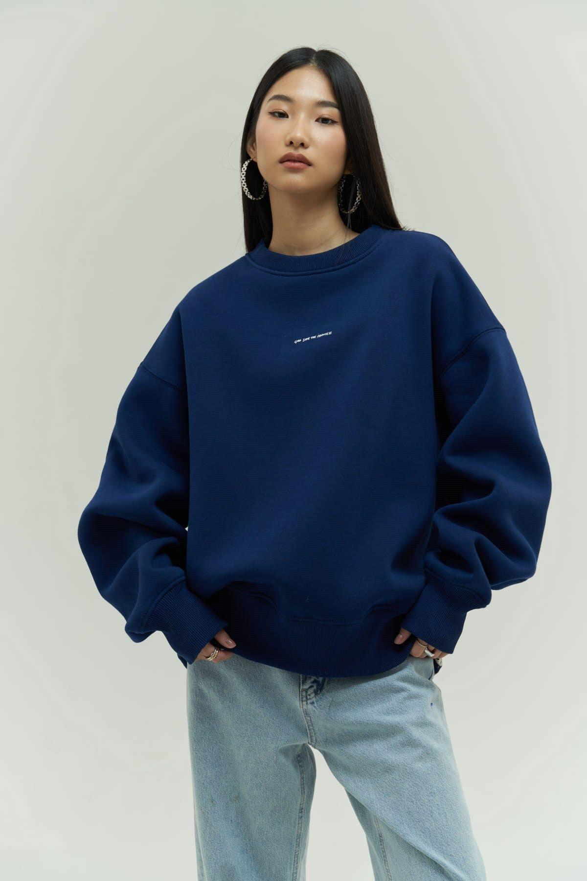 Princess Lacivert Oversize Sweatshirt