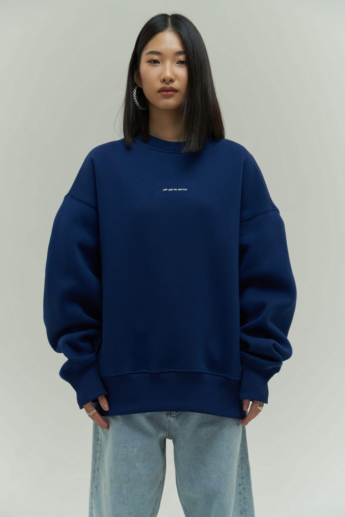 Princess Lacivert Oversize Sweatshirt