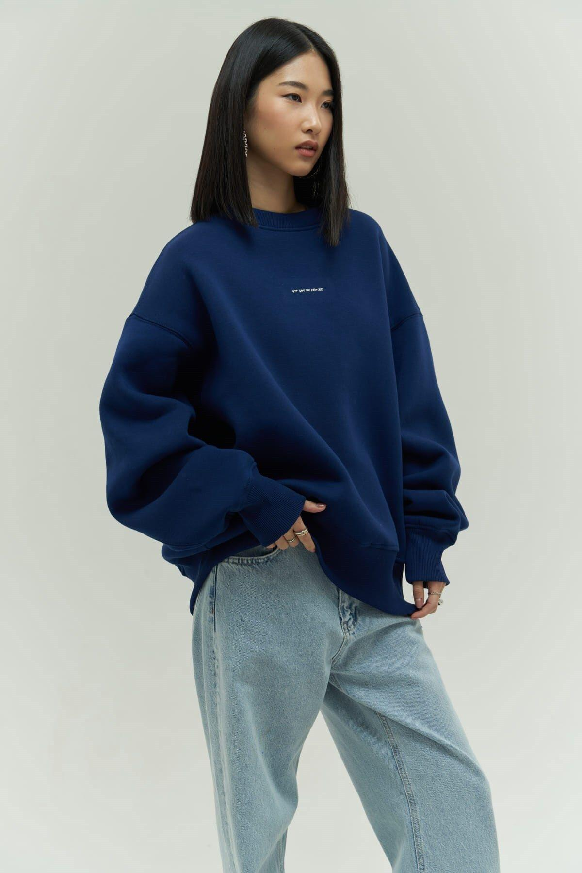 Princess Lacivert Oversize Sweatshirt