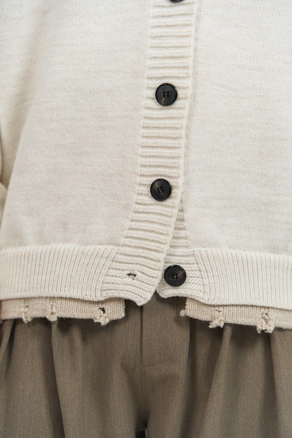 Raid Men's Ecru Double-Collar Knit Cardigan