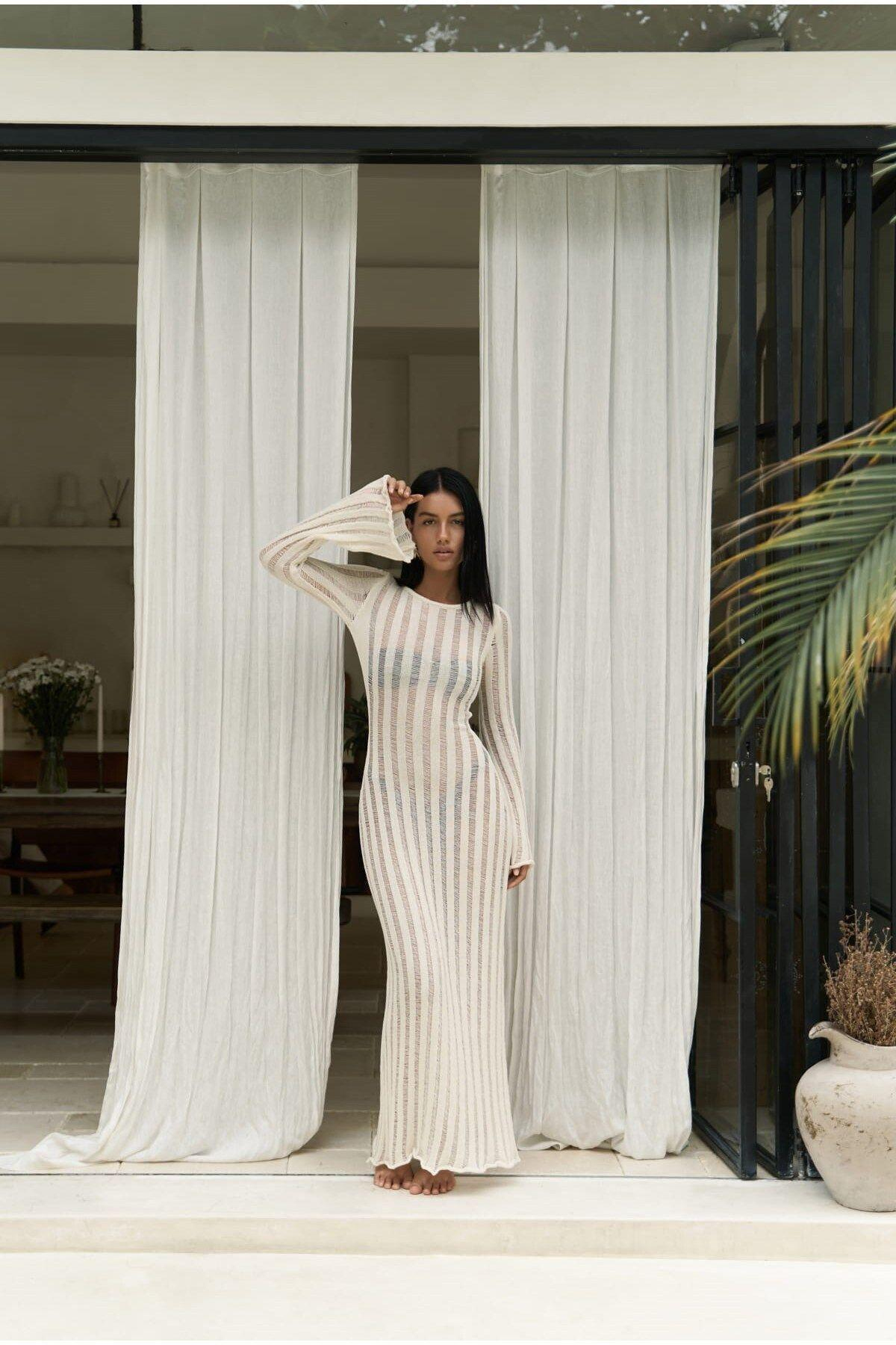 Railay Beige Long Knit Dress 