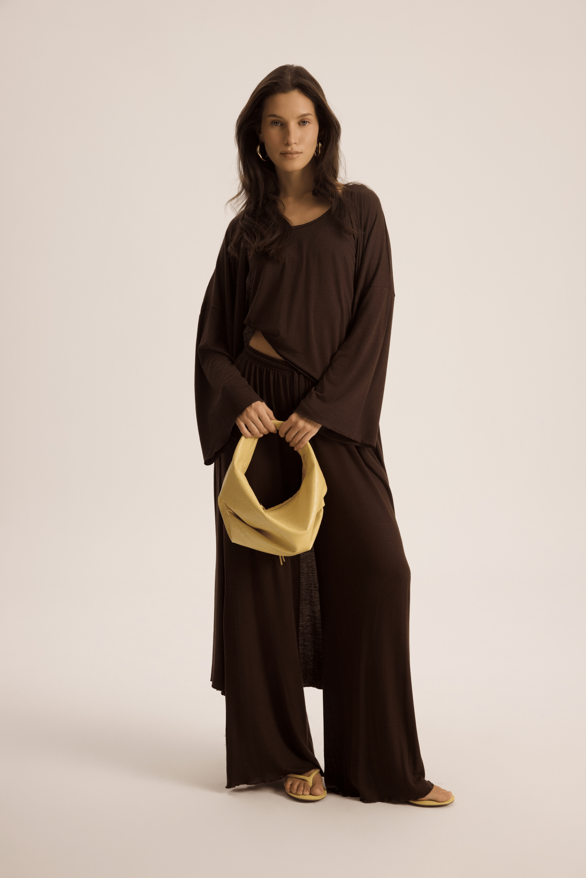 Raina Kahve Kimono Basic Üçlü Takım