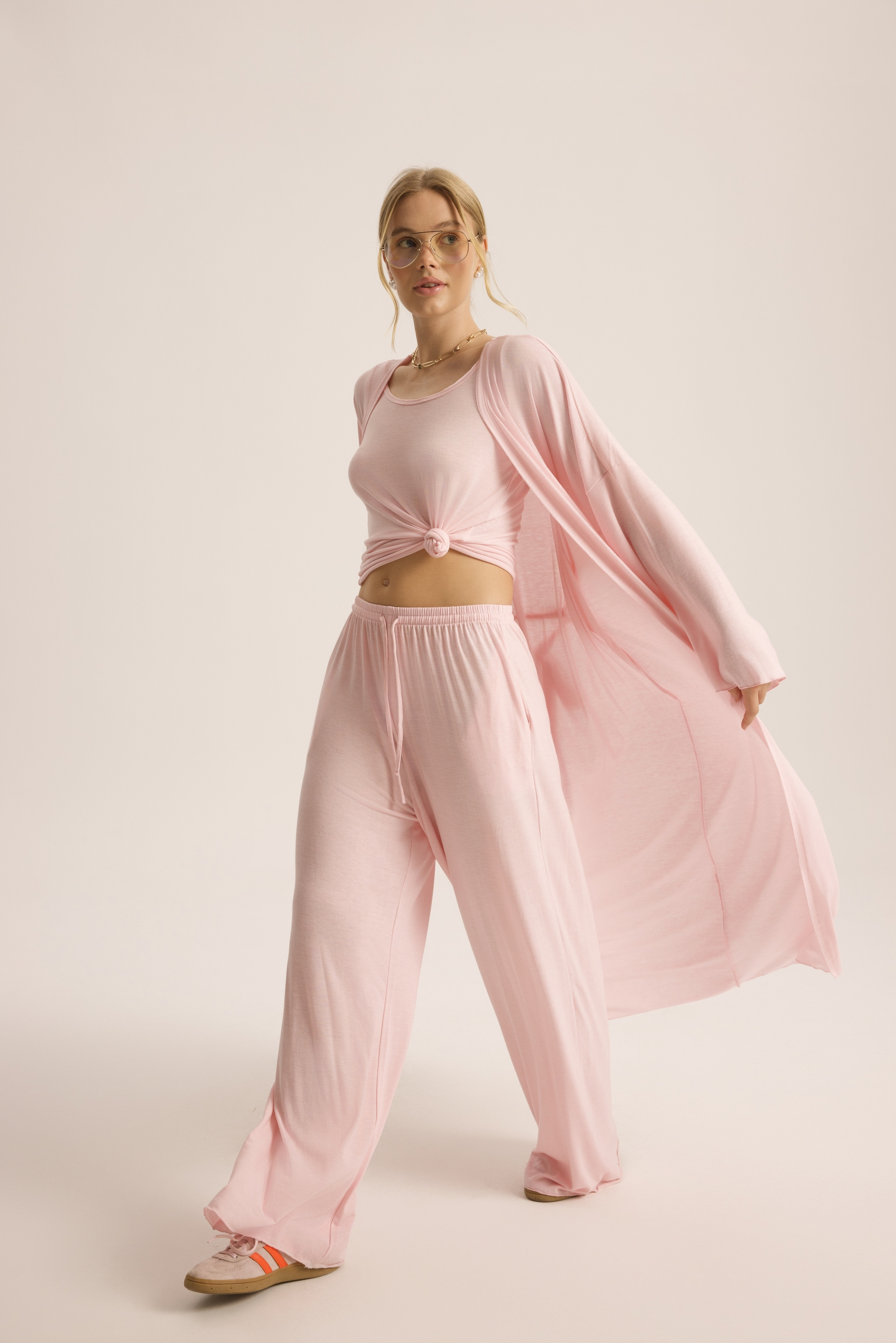 Raina Pembe Kimono Basic Üçlü Takım