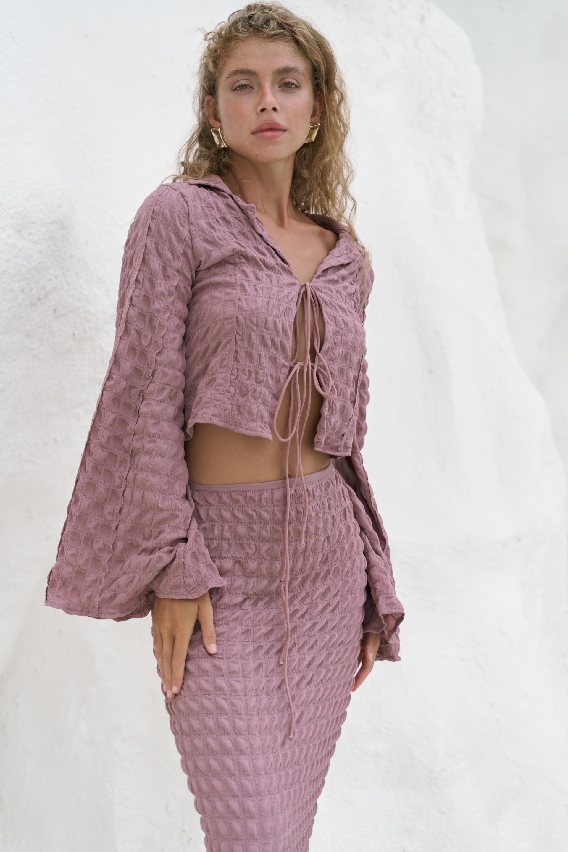 Rania Açık Bordo Gömlek Etek Takım