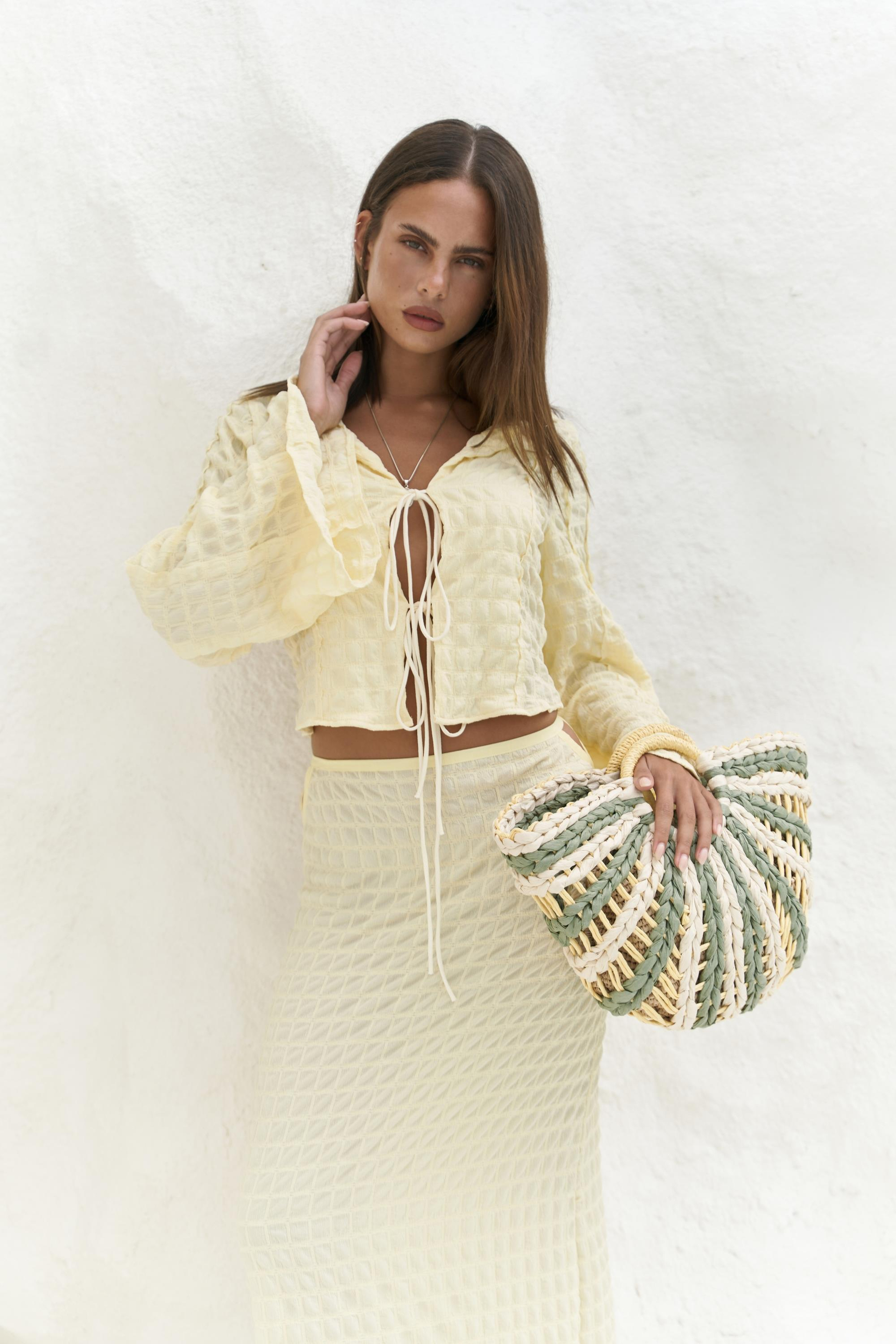 Rania Sarı Gömlek Etek Takım