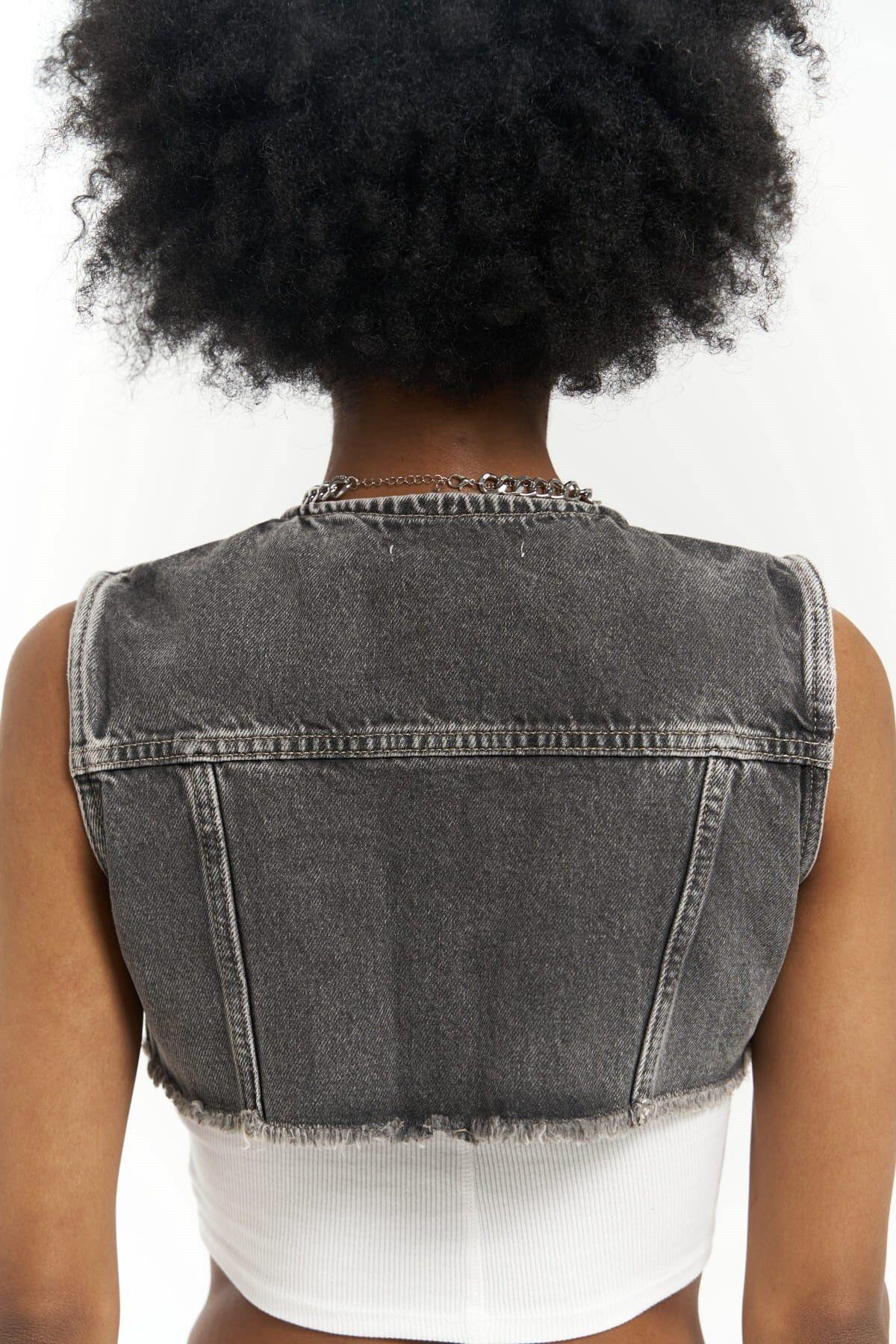 Regina Dark Gray Denim Vest