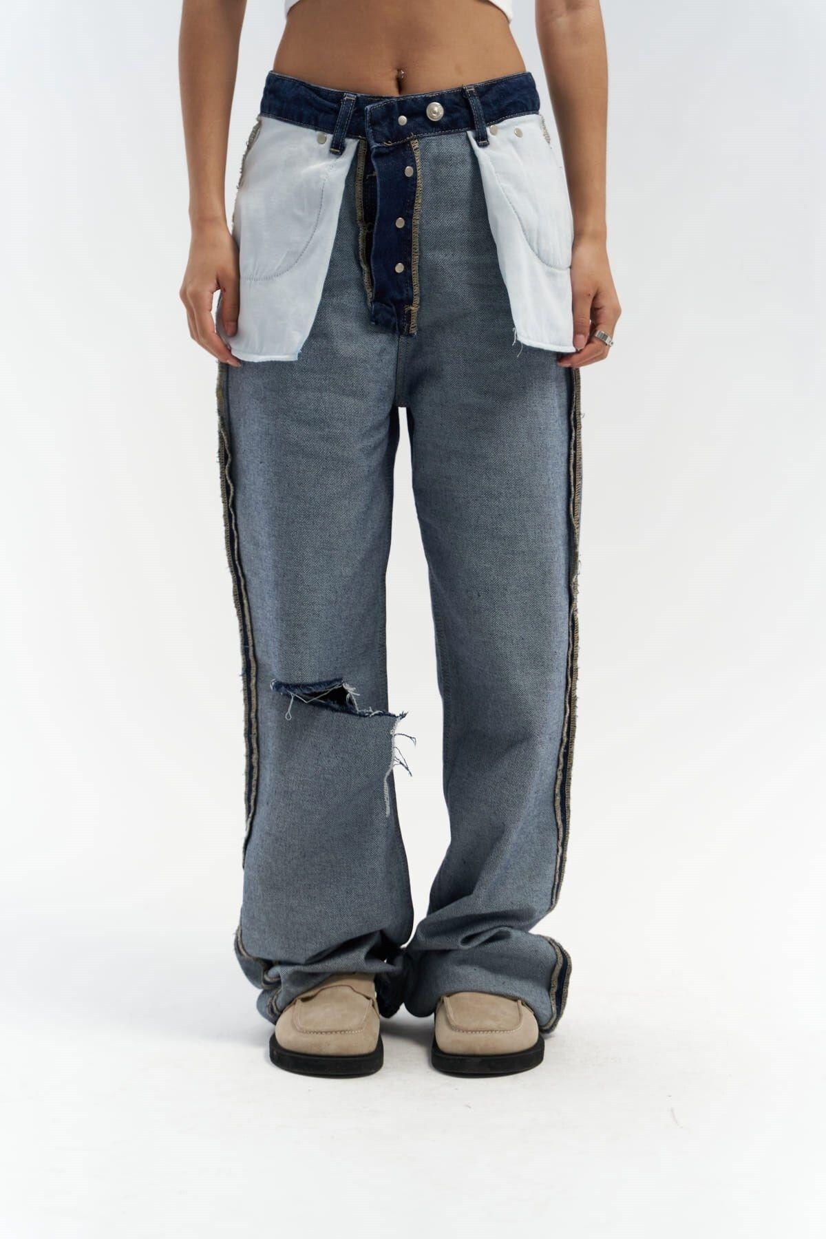 Remain Koyu Mavi Ters Jean Pantolon