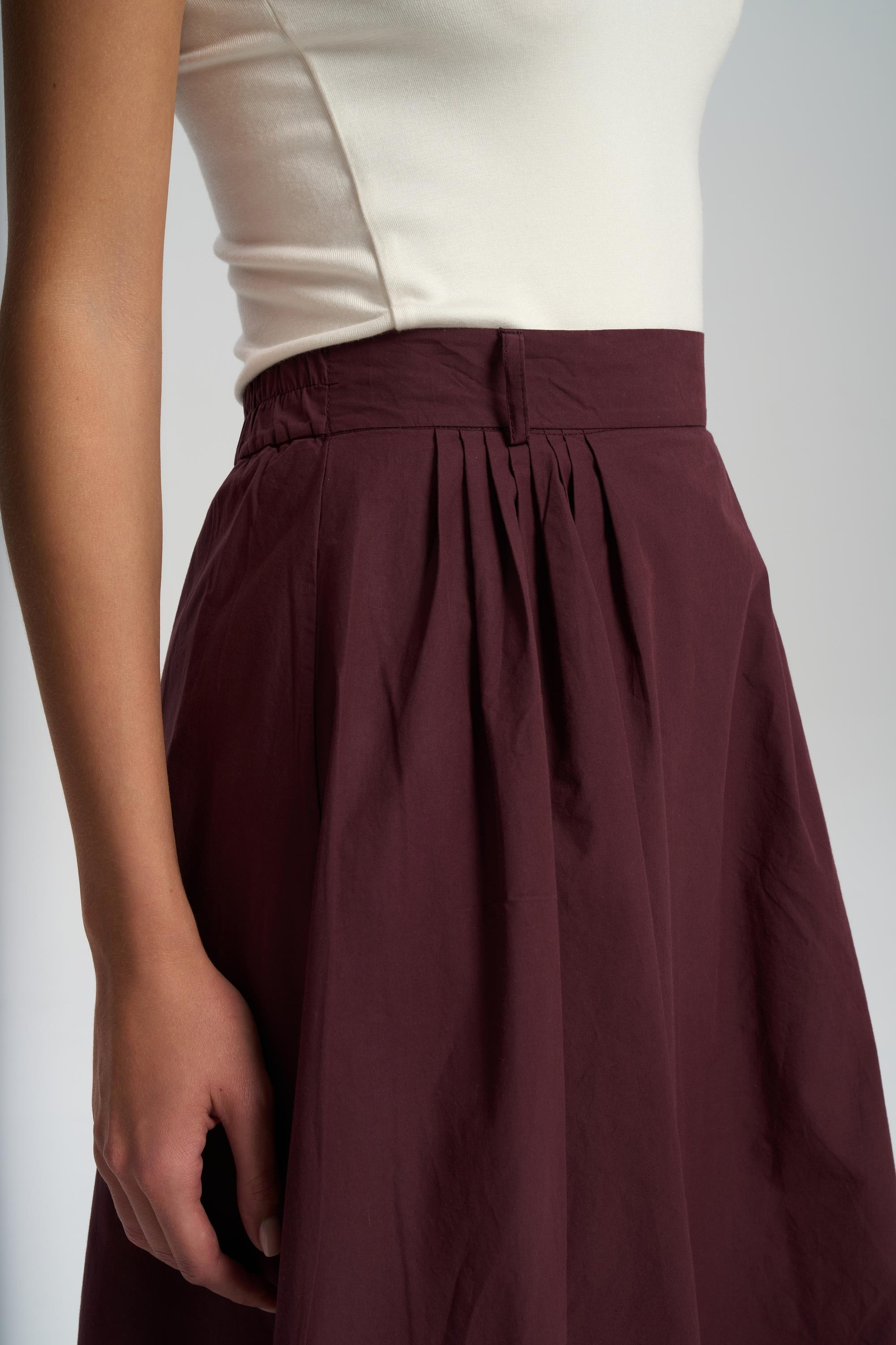 Rhea Bar Detail Long Burgundy Skirt