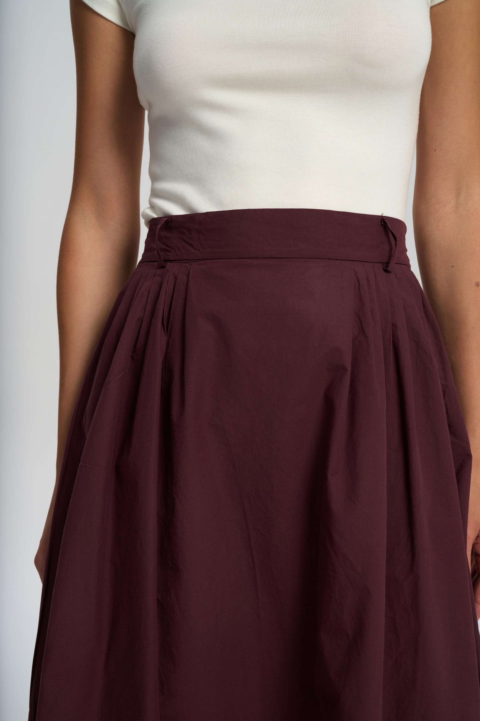 Rhea Bar Detail Long Burgundy Skirt