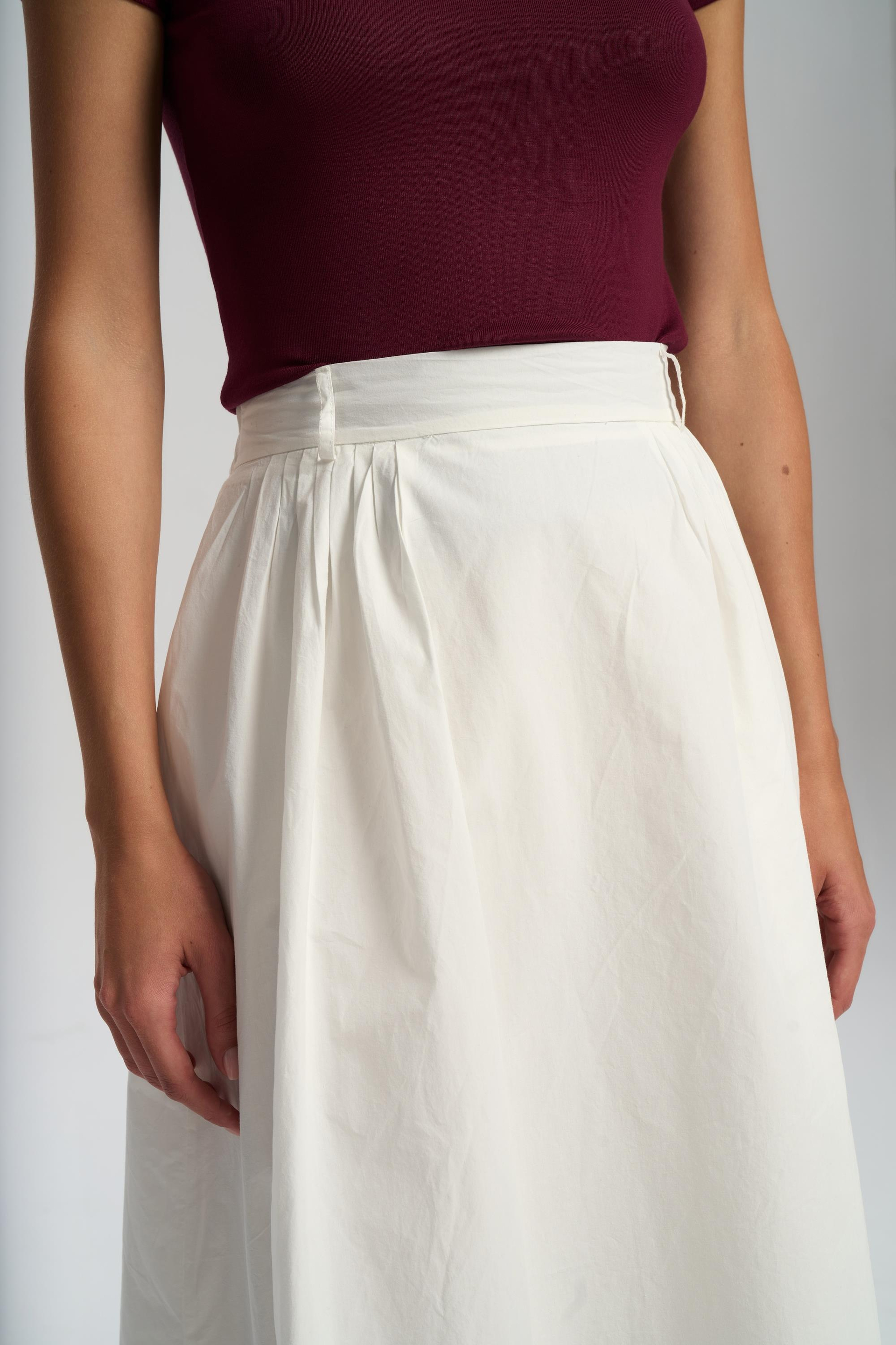 Rhea Bar Detail Long Ecru Skirt