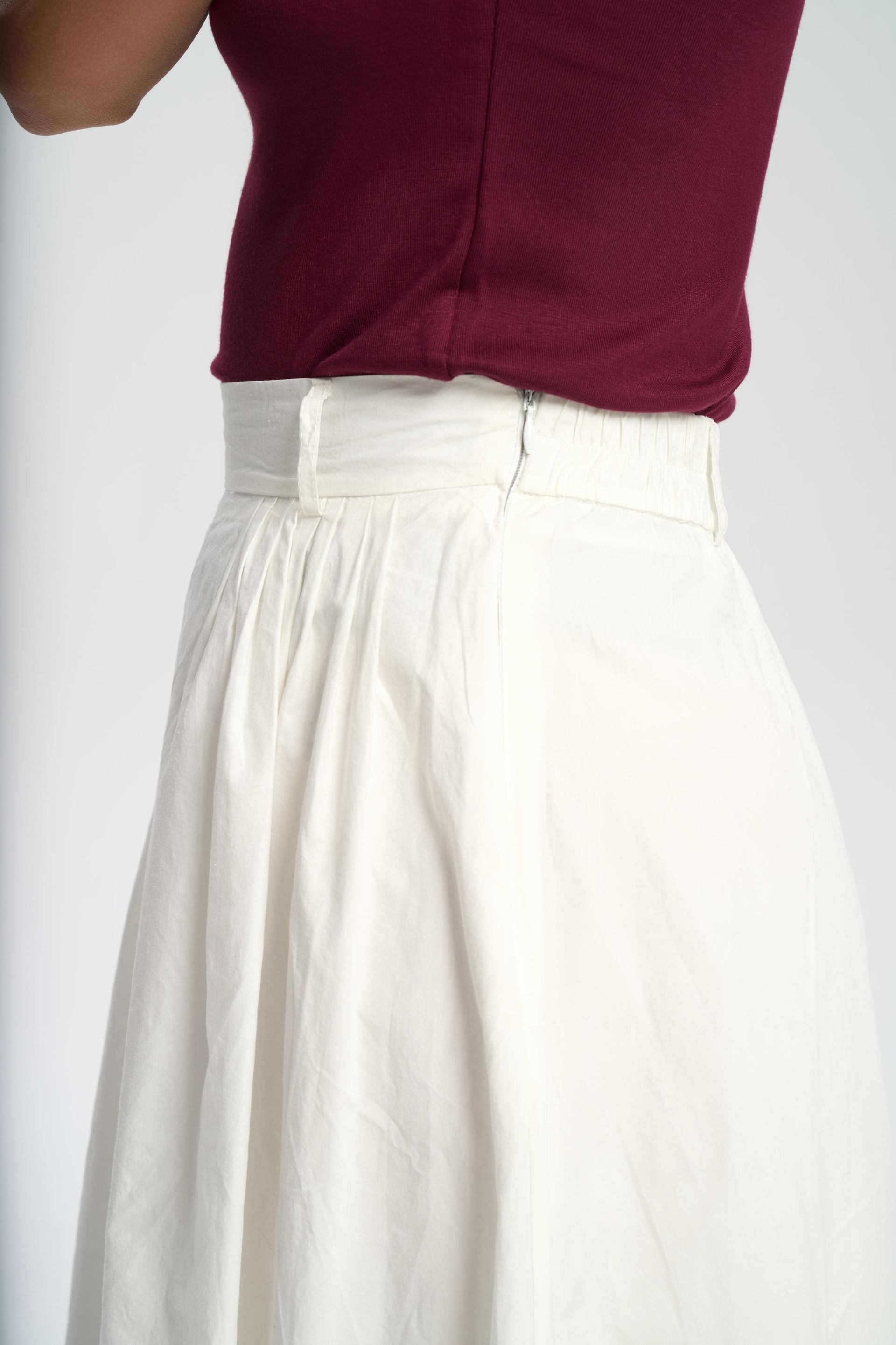 Rhea Bar Detail Long Ecru Skirt